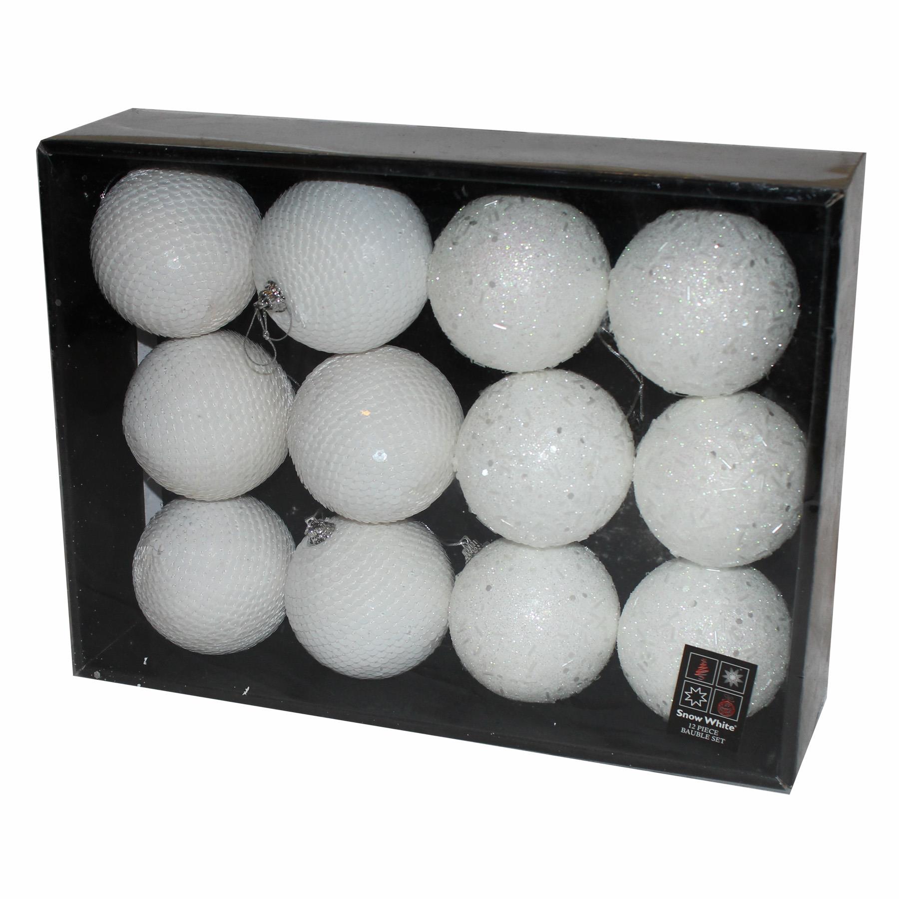 Weihnachtsdeko Kugeln Box mit 12 Perlen und Pailletten 80 mm - Farbe wählbar - Bild 8 von 9