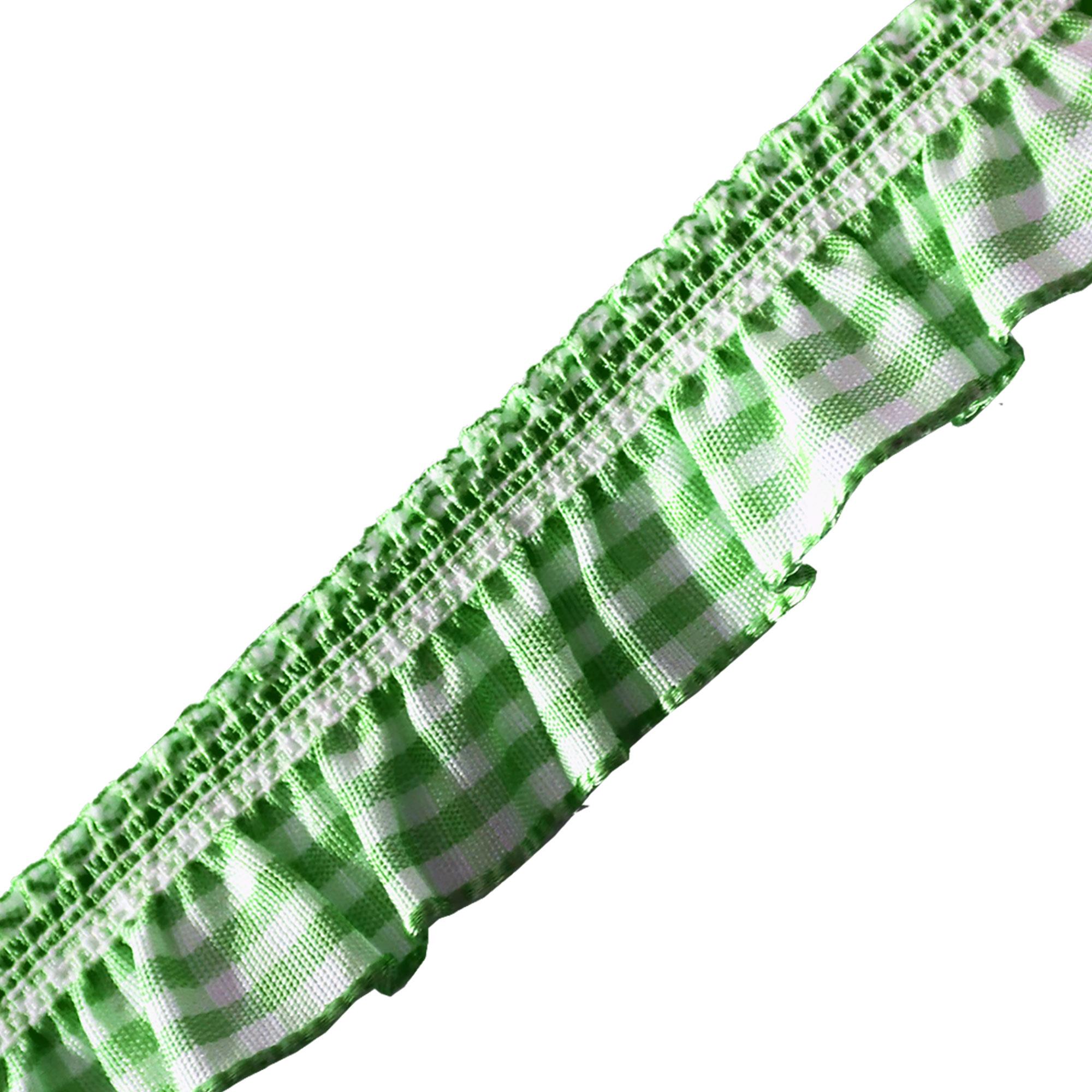 Elastic Gingham Frill 19mm Ribbon Trim Stretch (18 Colours) - Picture 9 of 25