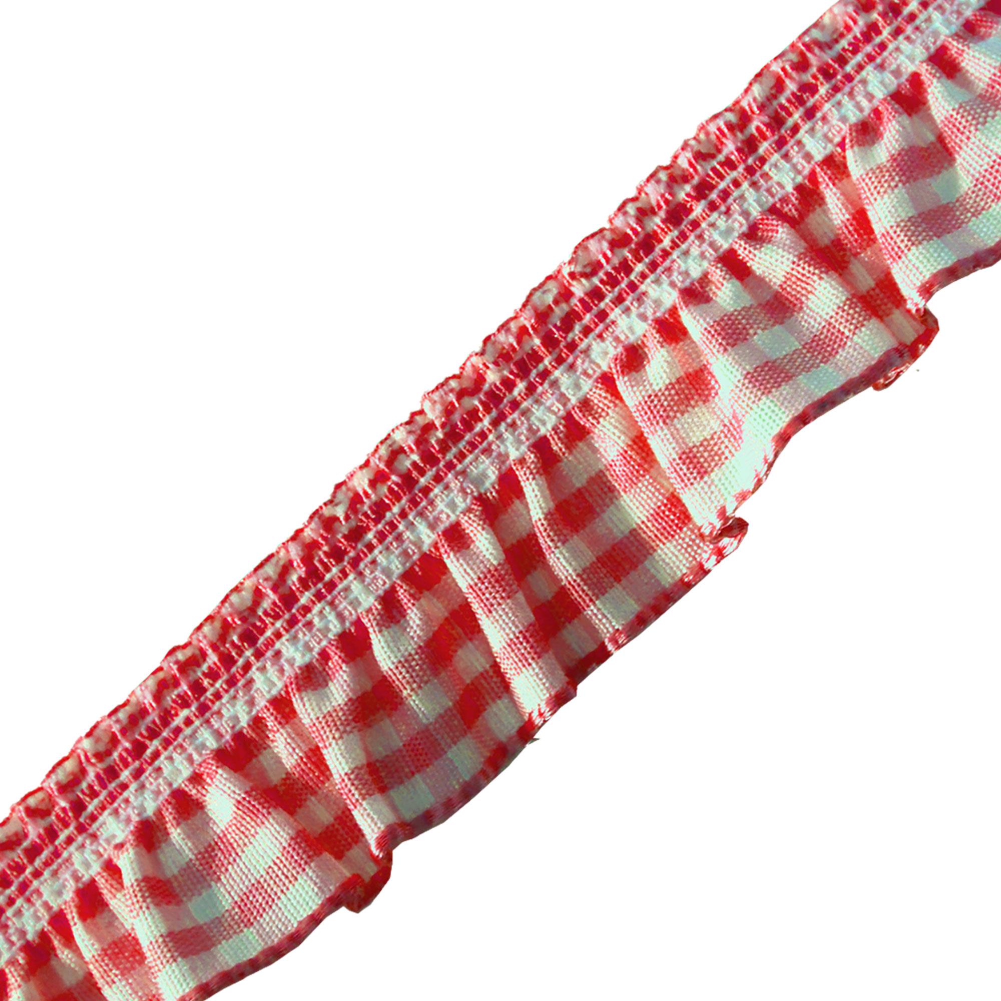 Elastic Gingham Frill 19mm Ribbon Trim Stretch (18 Colours) - Picture 11 of 25