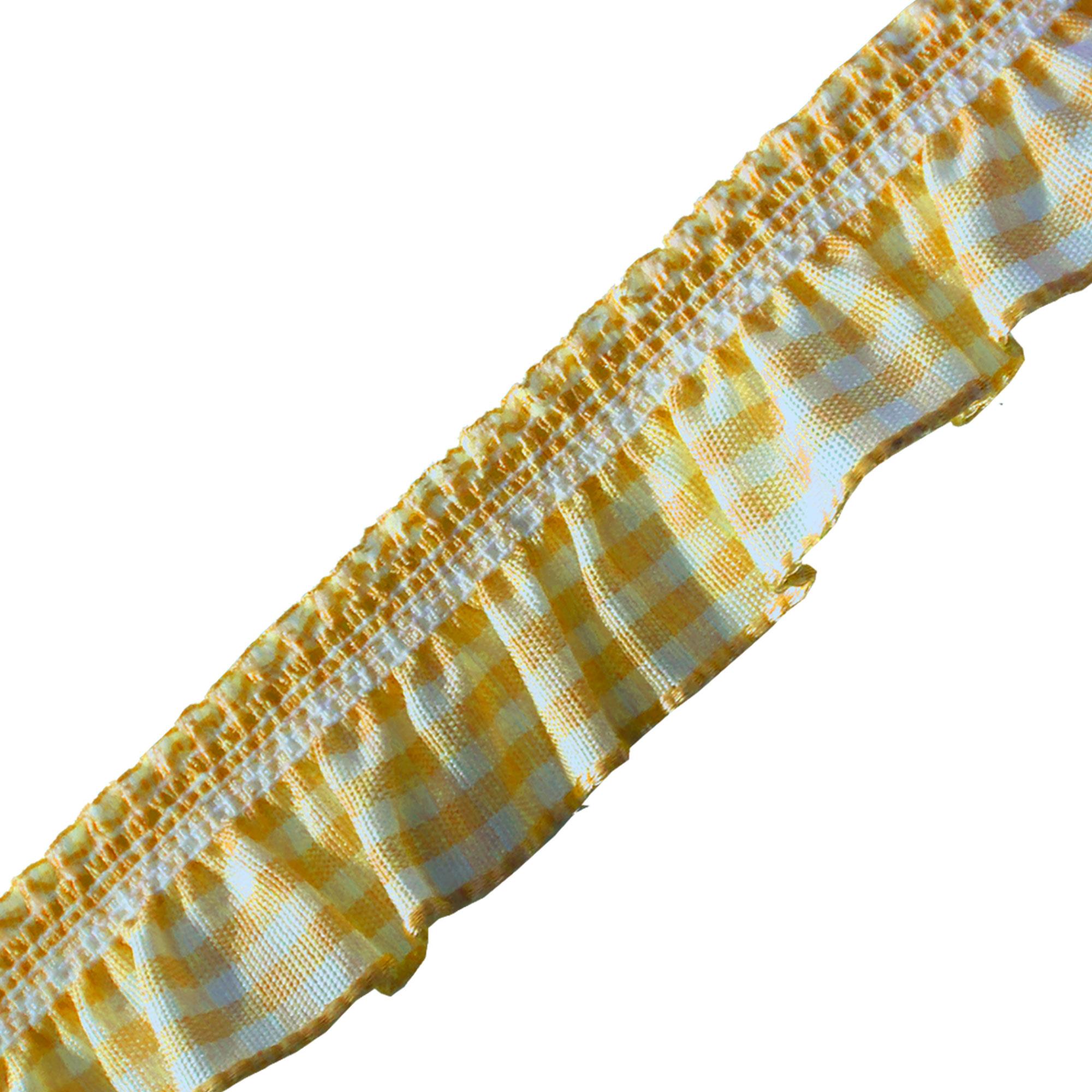 Elastic Gingham Frill 19mm Ribbon Trim Stretch (18 Colours) - Picture 14 of 25