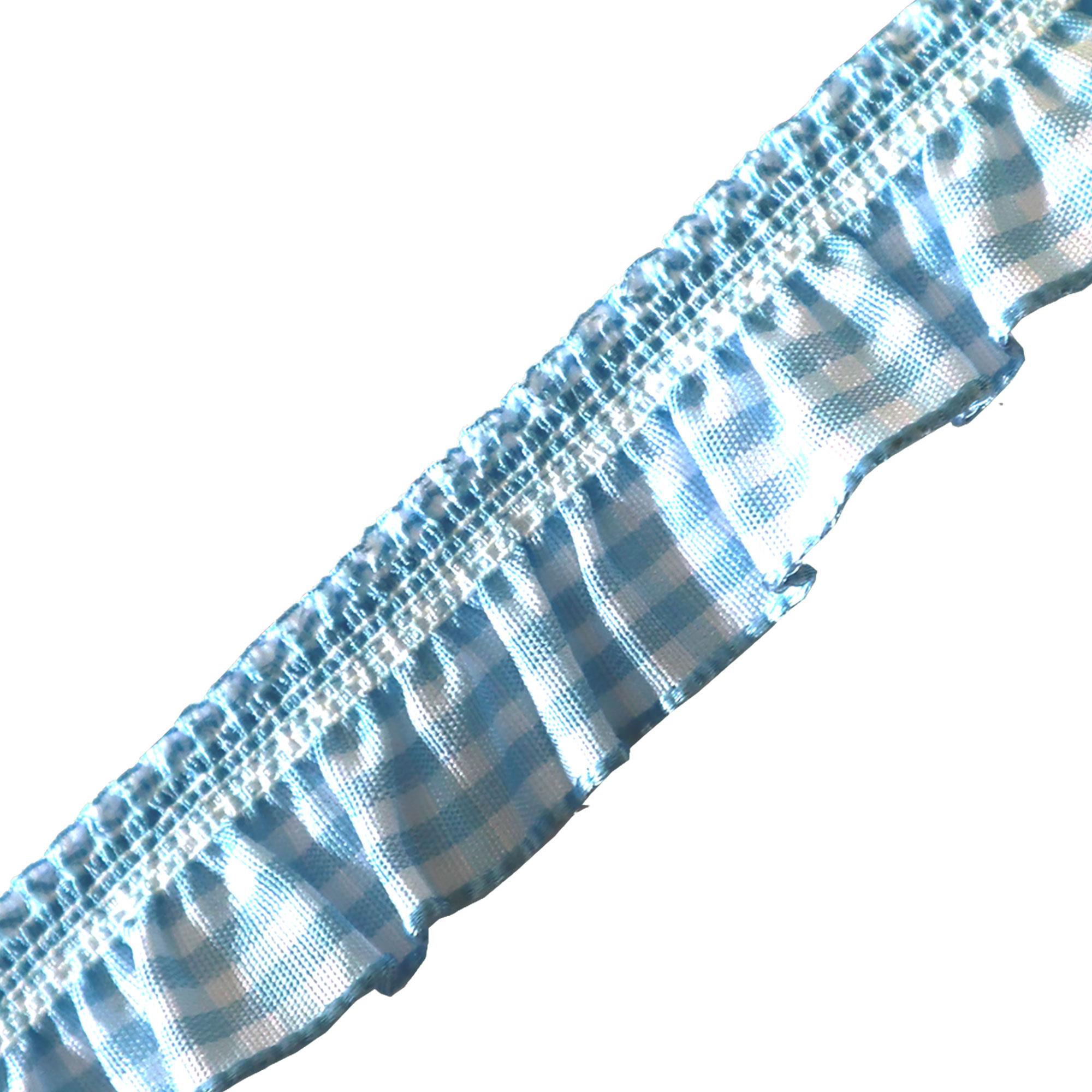 Elastic Gingham Frill 19mm Ribbon Trim Stretch (18 Colours) - Picture 16 of 25