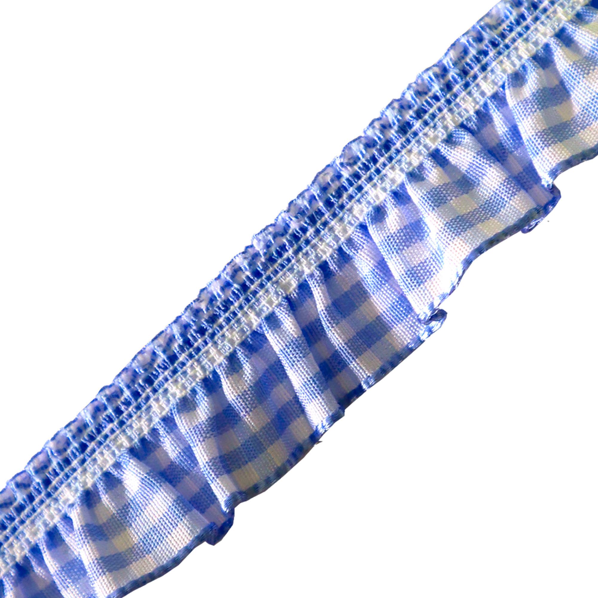 Elastic Gingham Frill 19mm Ribbon Trim Stretch (18 Colours) - Picture 22 of 25