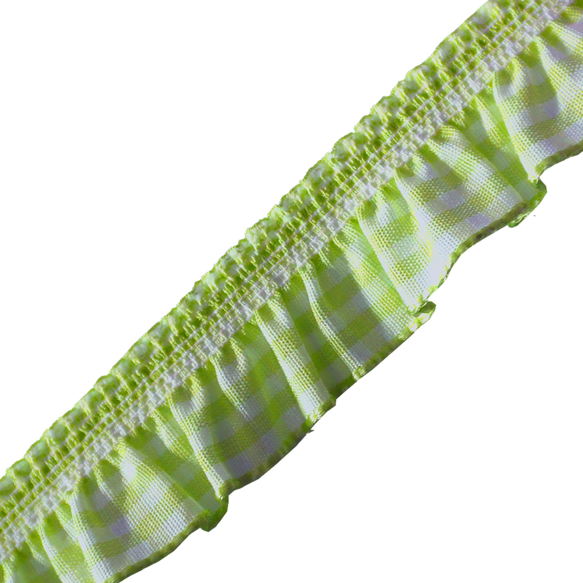 Elastic Gingham Frill 19mm Ribbon Trim Stretch (18 Colours) - Picture 23 of 25