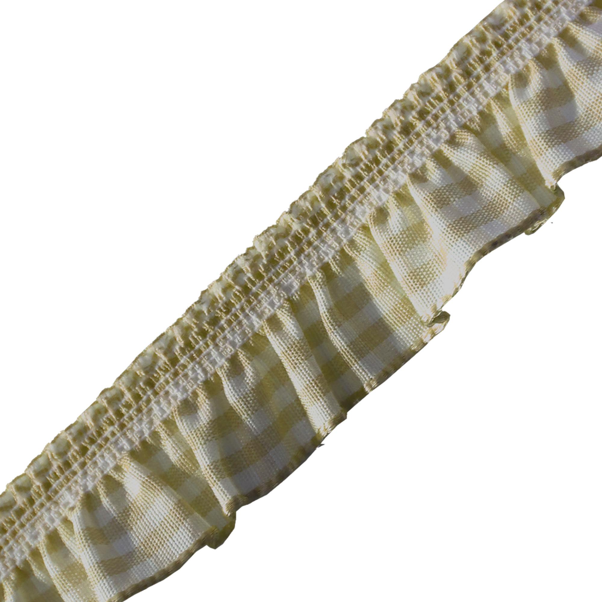 Elastic Gingham Frill 19mm Ribbon Trim Stretch (18 Colours) - Picture 25 of 25