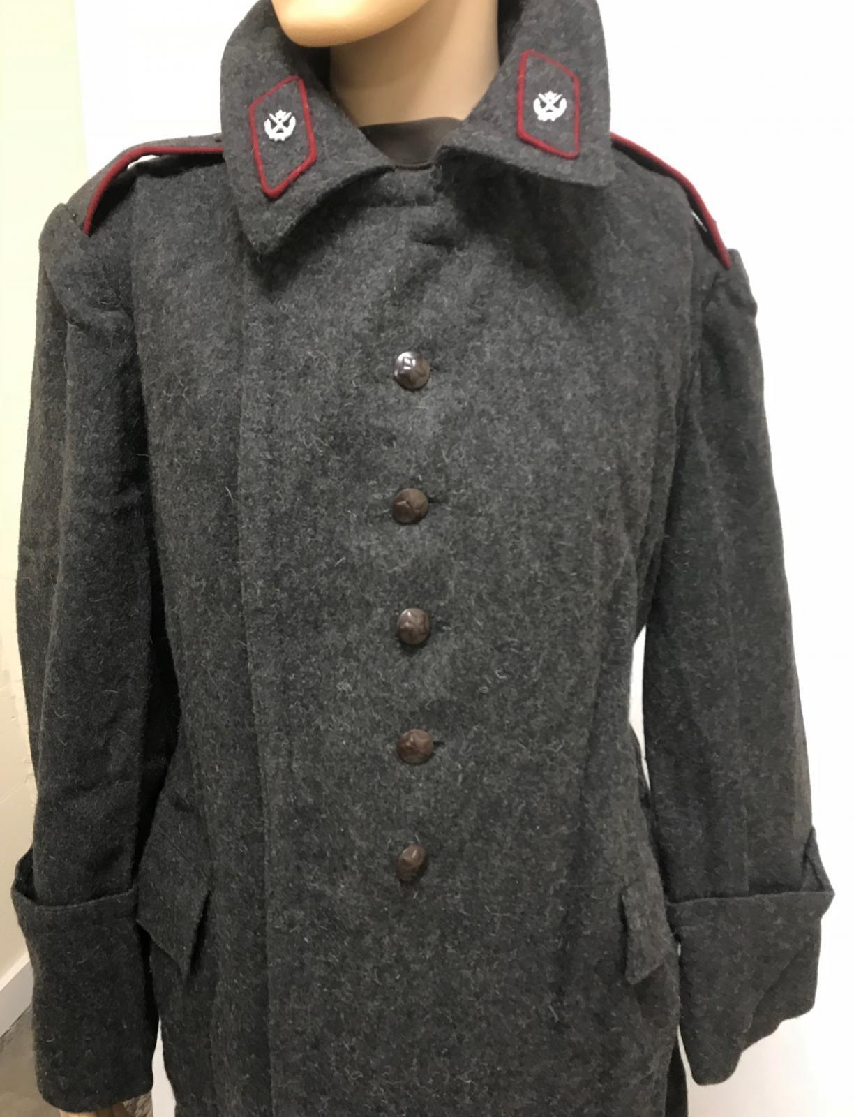 Vintage soviet eastern block army grey wool coat greatcoat full