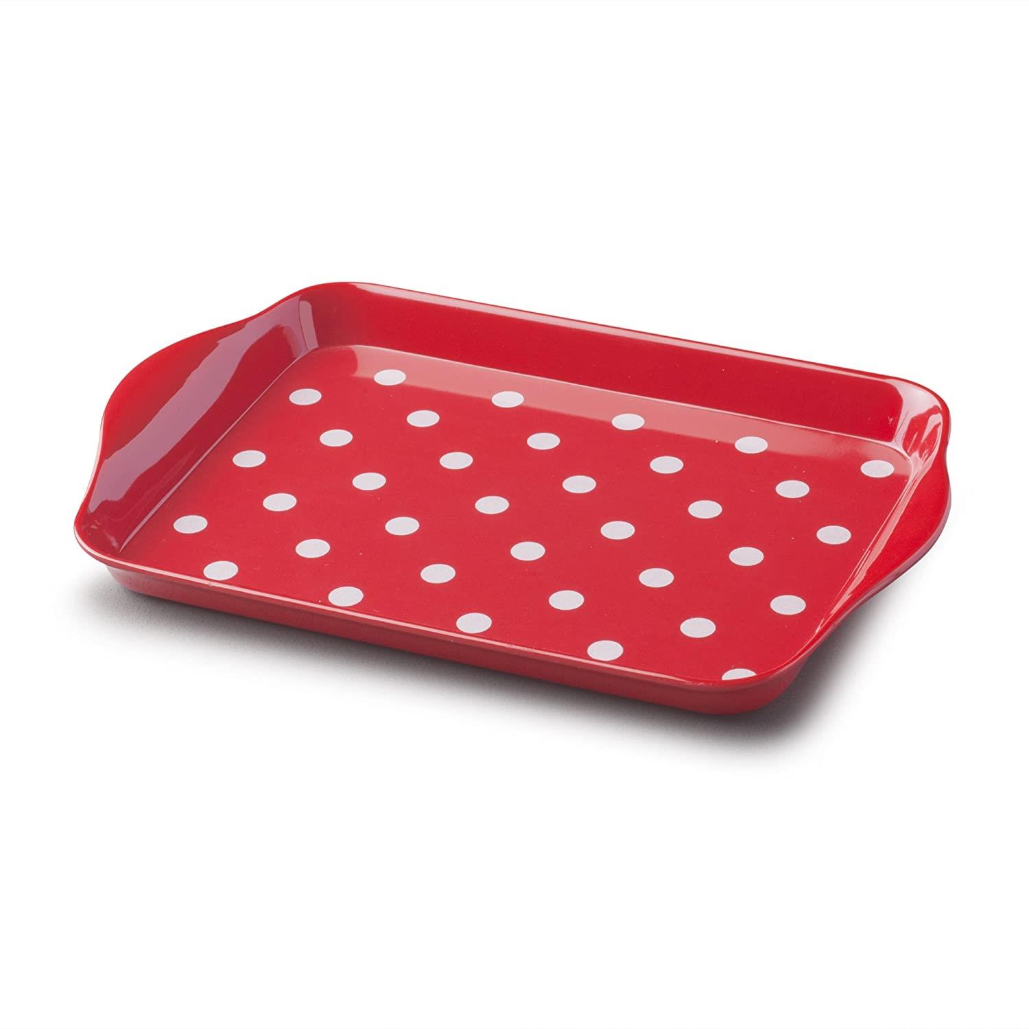 Zeal Mini Serving Tray, Polka Dot Premium Melamine Snack Tray 18cm x 14cm