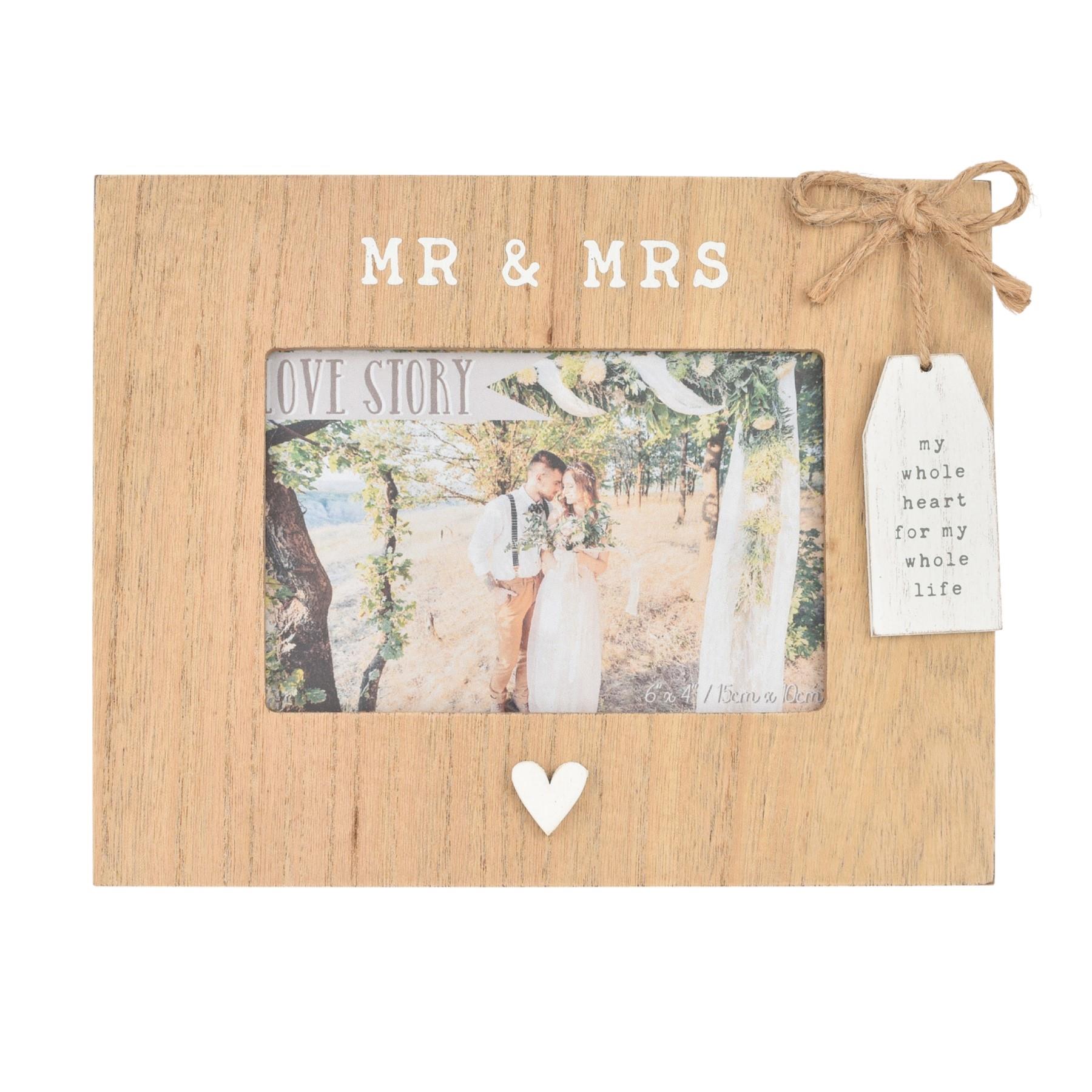 Wedding Wooden 6x4 Photo Frame with Heart and Hanging Plaque - Choose Design - Picture 7 of 12