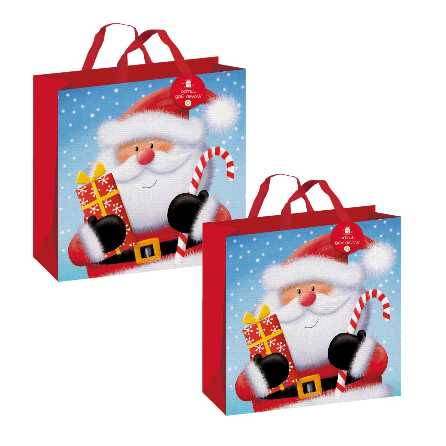 2 x Large Christmas Gift Bags Xmas Presents Woven 45cm x 45cm - Choose Design