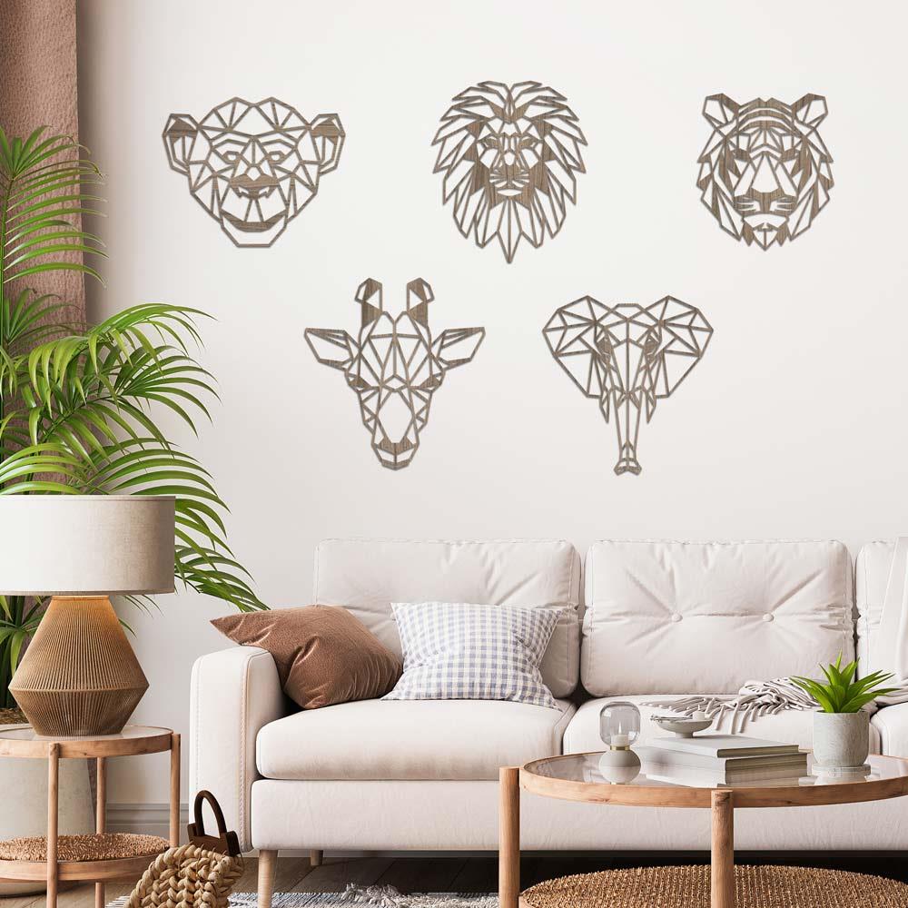 wood wall decor geometric safari wildlife craft MDF laser cut - 4 Materials - Picture 5 of 7