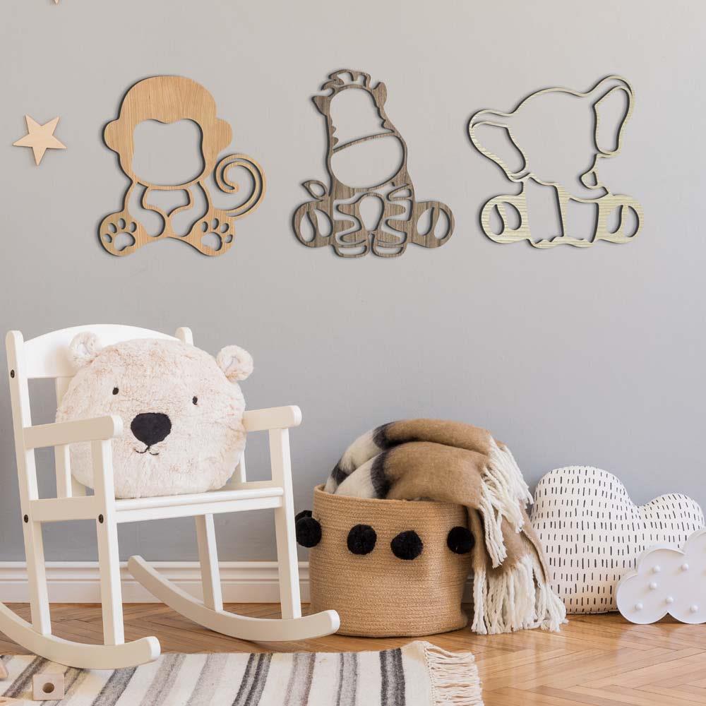 wood wall decor / art zoo safari trio 2 MDF laser cut home - mixed wood - Picture 9 of 11