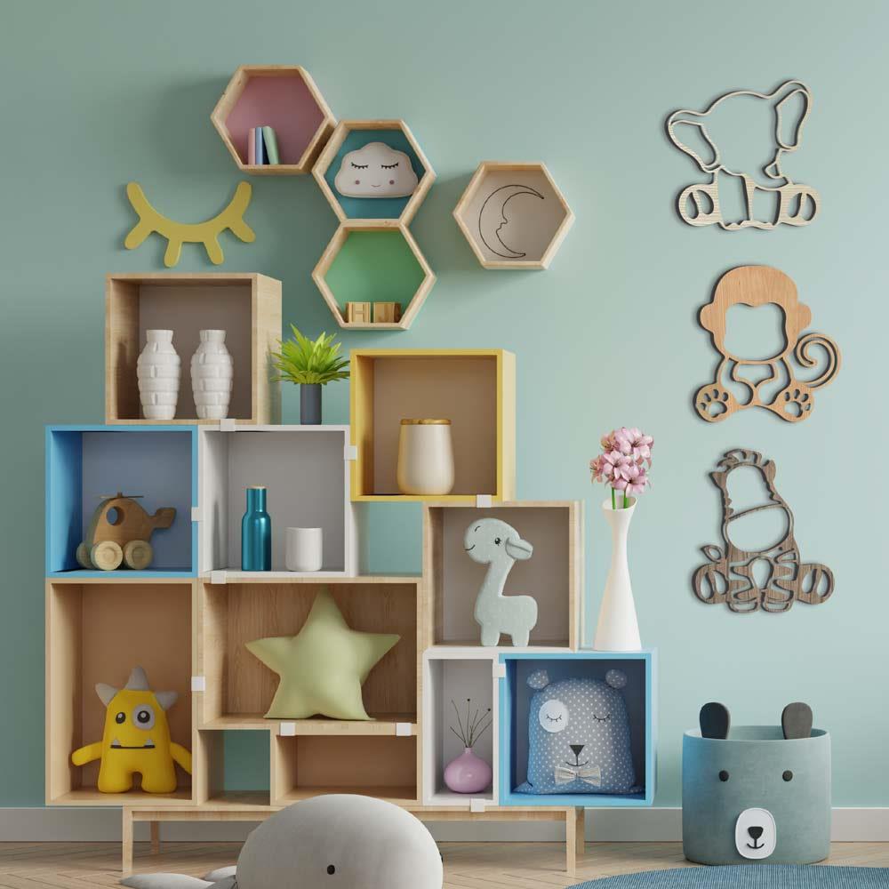 wood wall decor / art zoo safari trio 2 MDF laser cut home - mixed wood - Picture 7 of 11