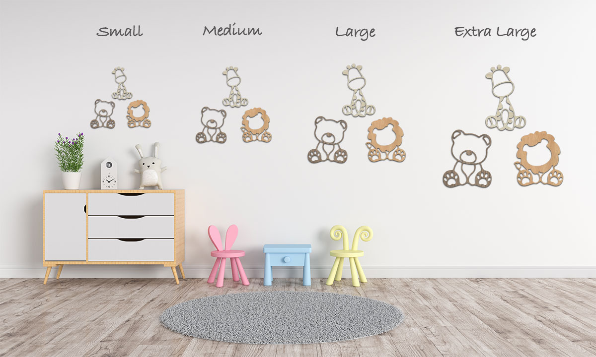 wood wall decor / art zoo safari trio 2 MDF laser cut home - mixed wood - Picture 8 of 11