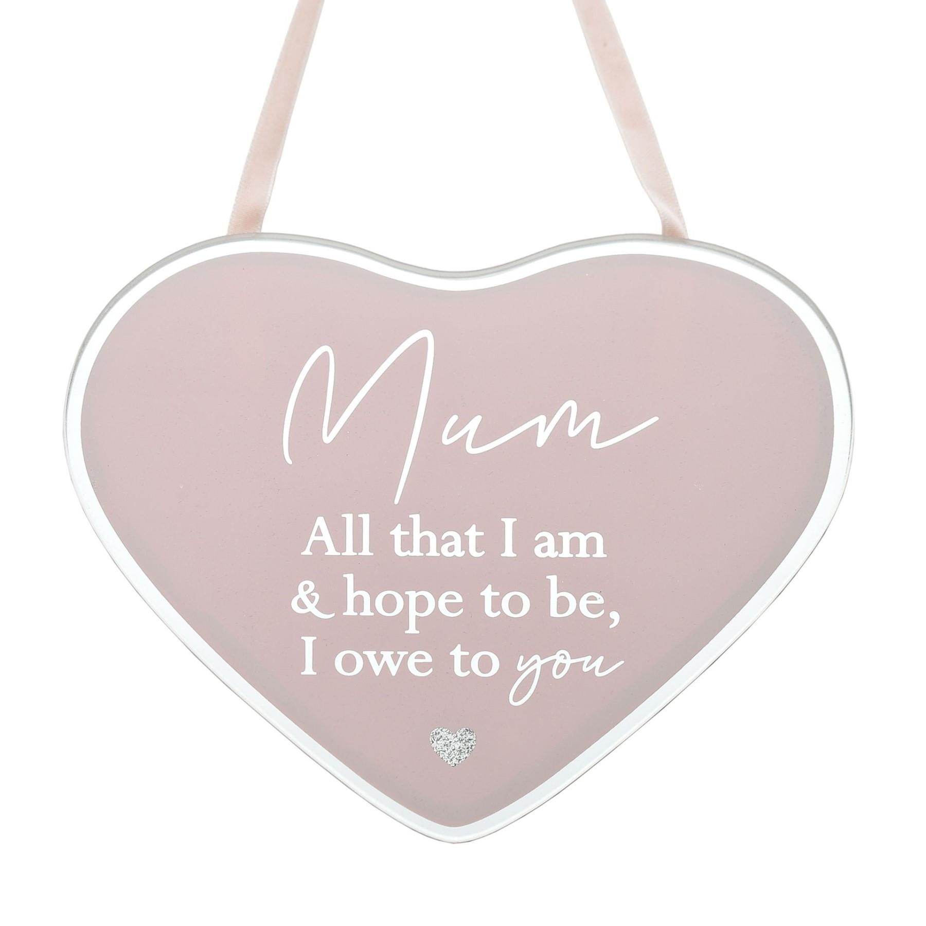 Reflections Pink Glass Heart Hanging Plaque - Choose Design - Picture 2 of 5