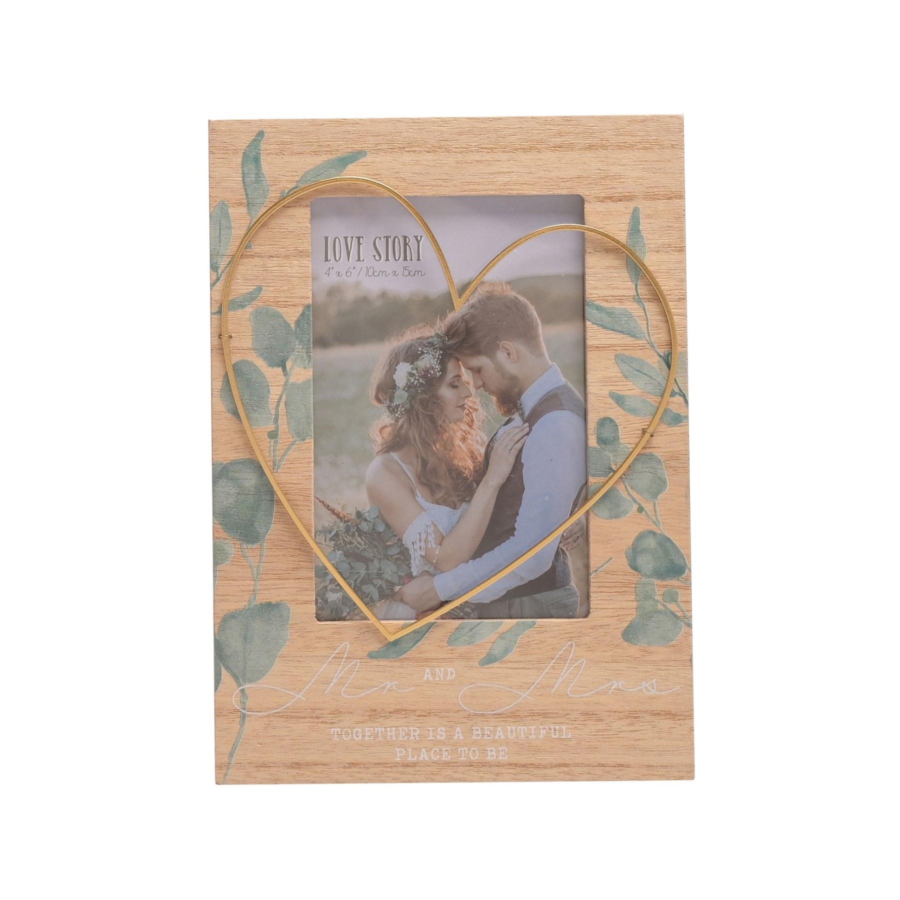 Cadre pour photos MR & MRS Mariage blanc, en plastique, avec lettres