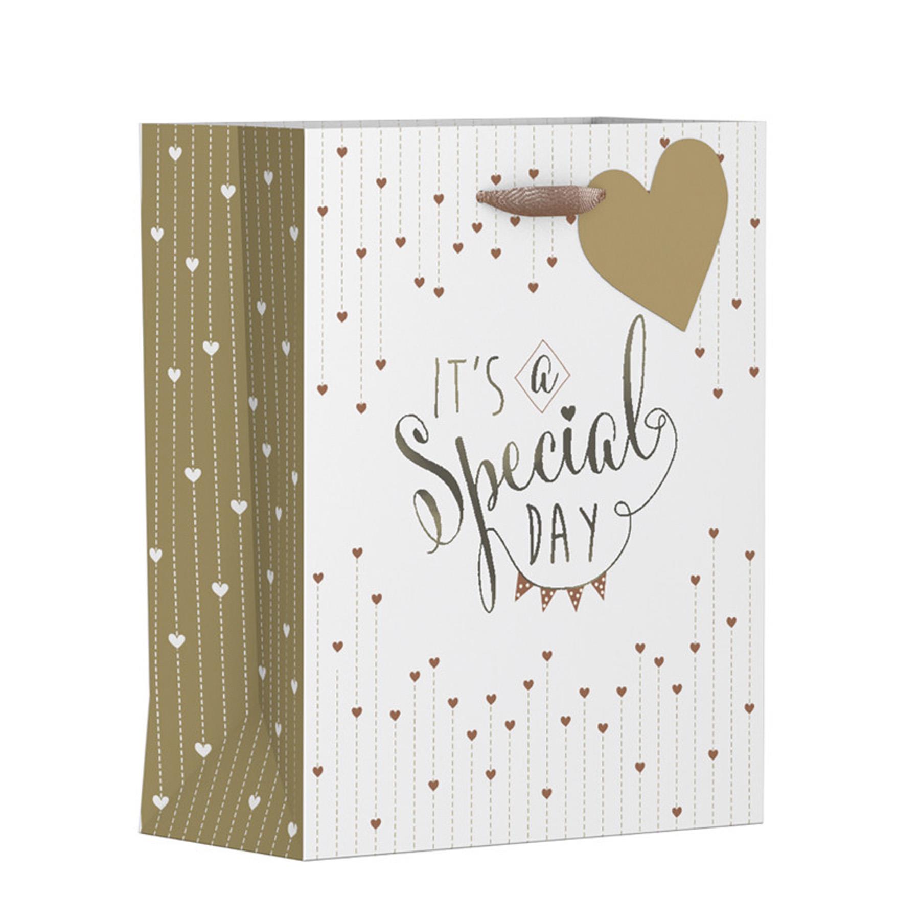 Wedding Day Gift Bag with Tag and Ribbon Handles - Choose Design