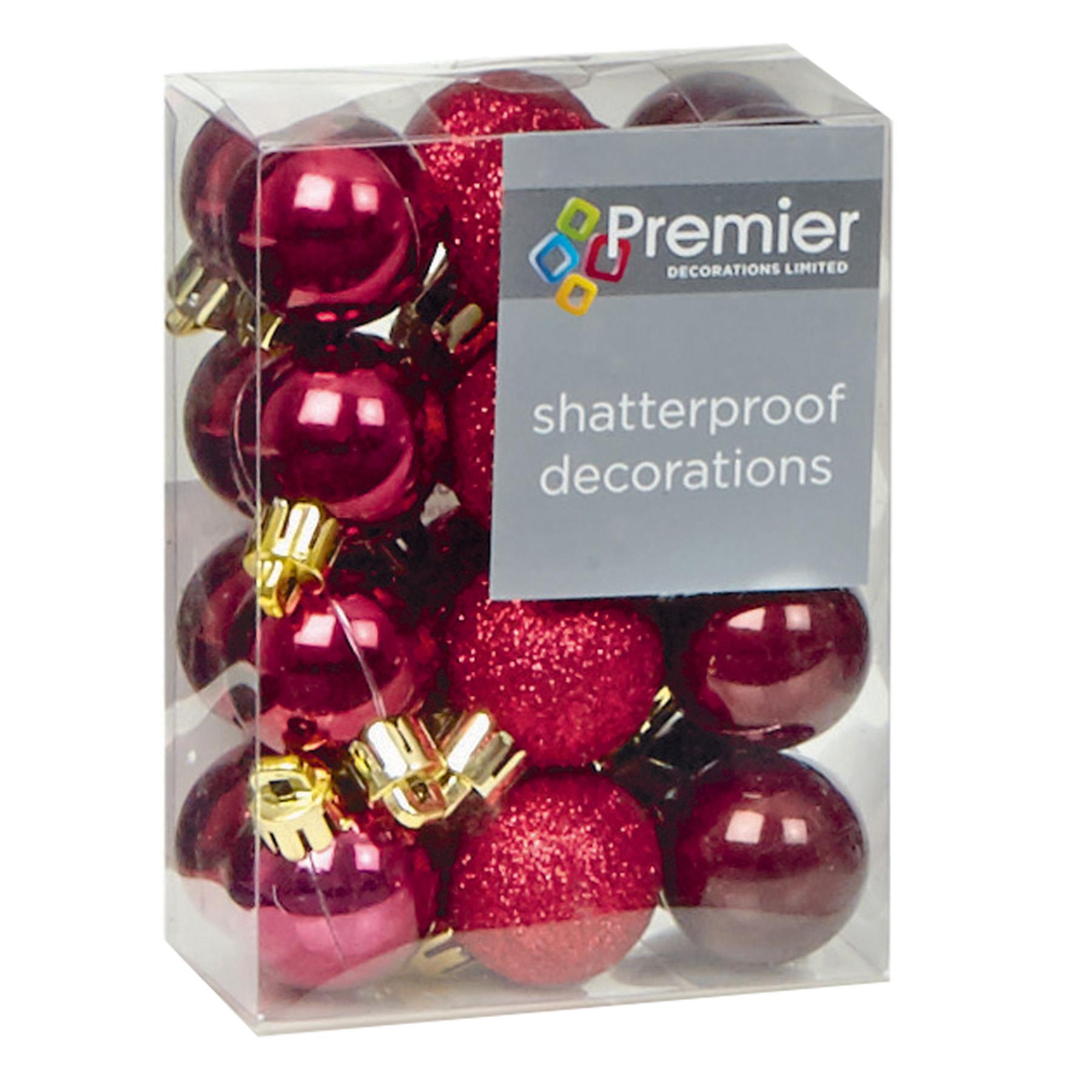 Christmas Shatterproof Tree Decorations Cranberry Red - Choose Design