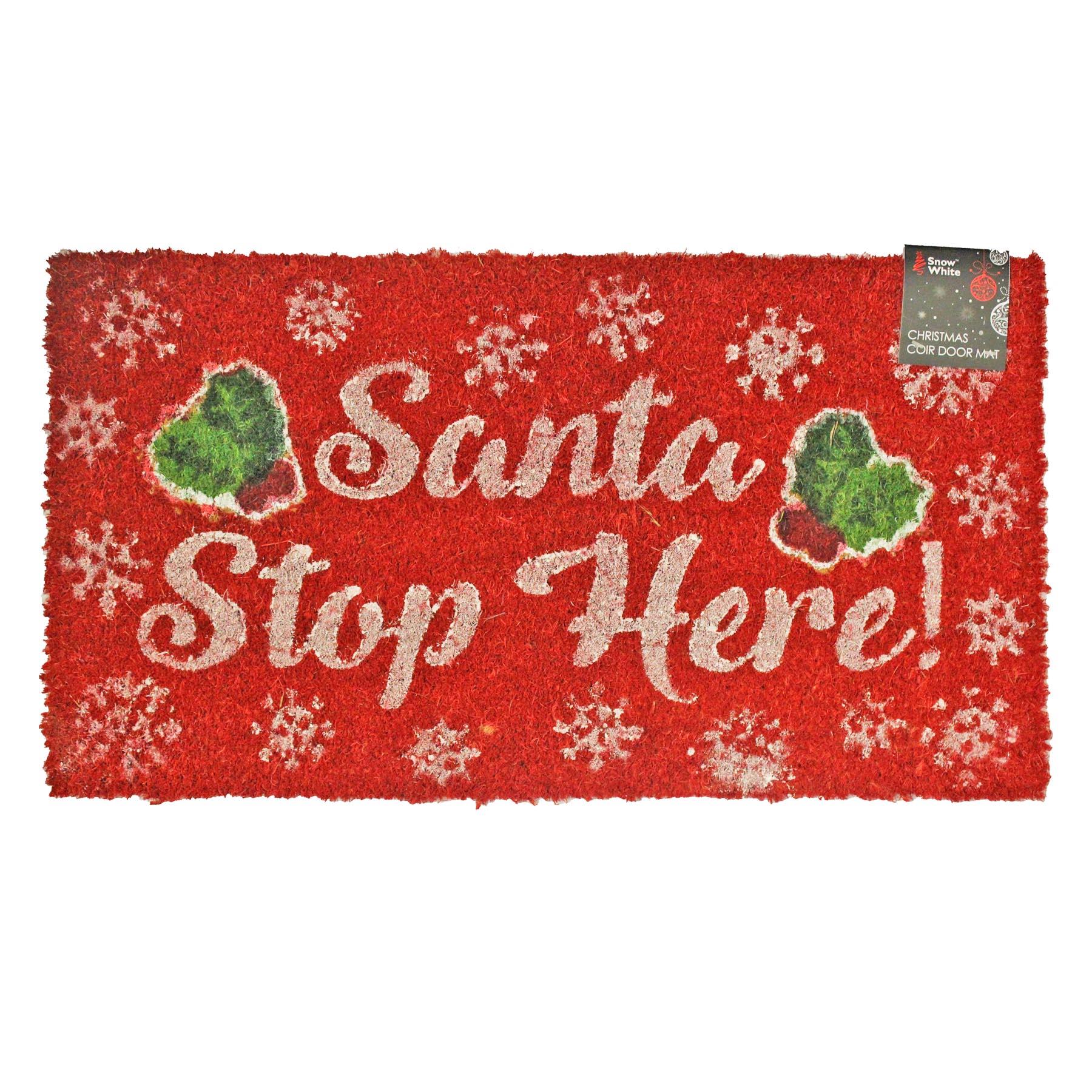 Christmas Outdoor Doormat Coir Mat Santa Stop Here or Santa Fairy Lights 35x65cm - Picture 2 of 3