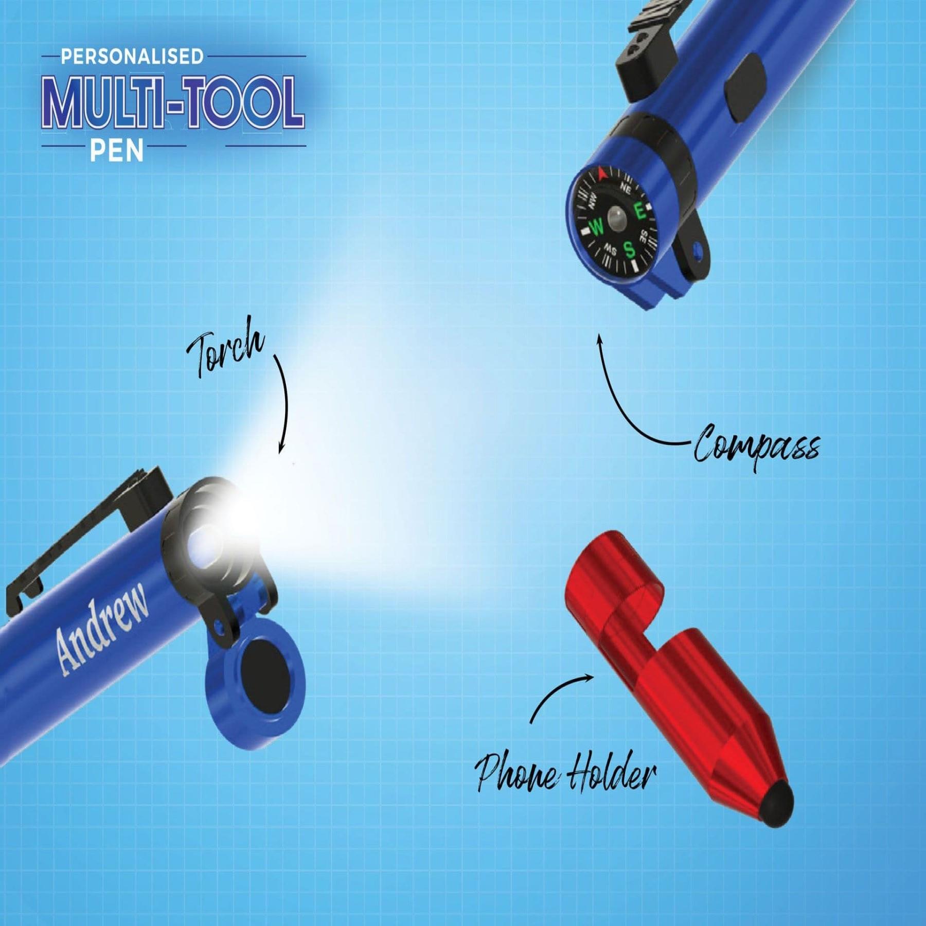 Multi-tool Pen 7 in 1 Torch Compass Stylus Stand and Screwdriver - Choose Design - Picture 30 of 64