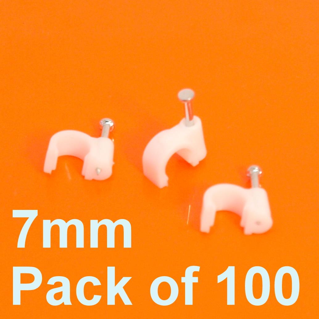 100 x Quality 6mm 7mm 8mm 10mm White Plastic Round Electrical Cable Clips Nail