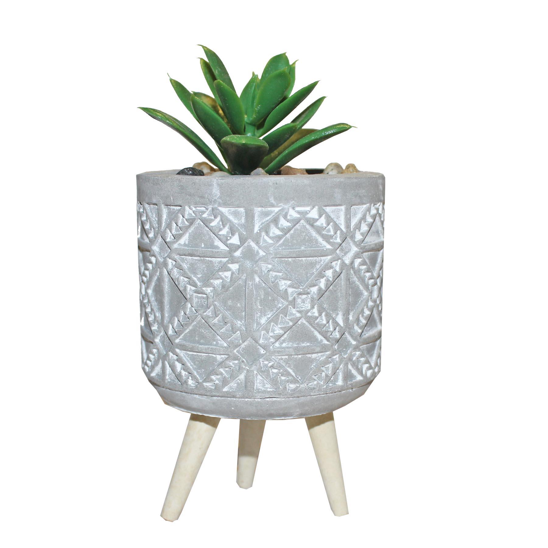 Künstlich Succulent Blumentopf Geometrisch Zement Mit Beine Design Wählbar
