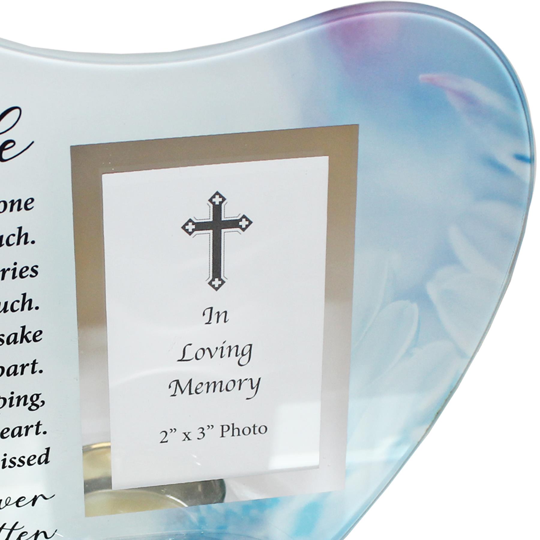 Memorial Glass Heart Votive Tea Light Candle Holder with Photo Frame - Picture 4 of 9