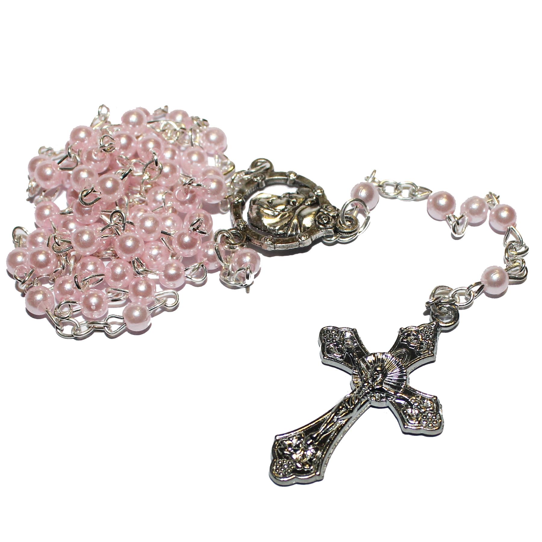 Christening Baptism Rosary Beads With Heart Gift Box - Picture 6 of 7