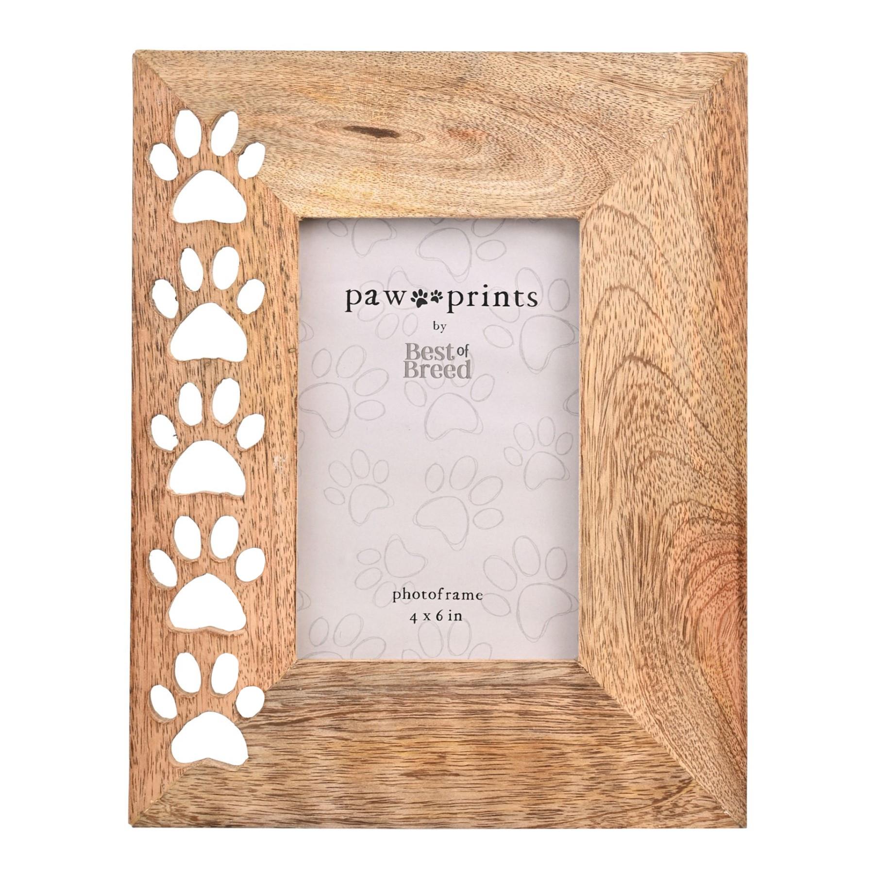 Pet Photo Frame Paw Print Mango Wood – Choose Design
