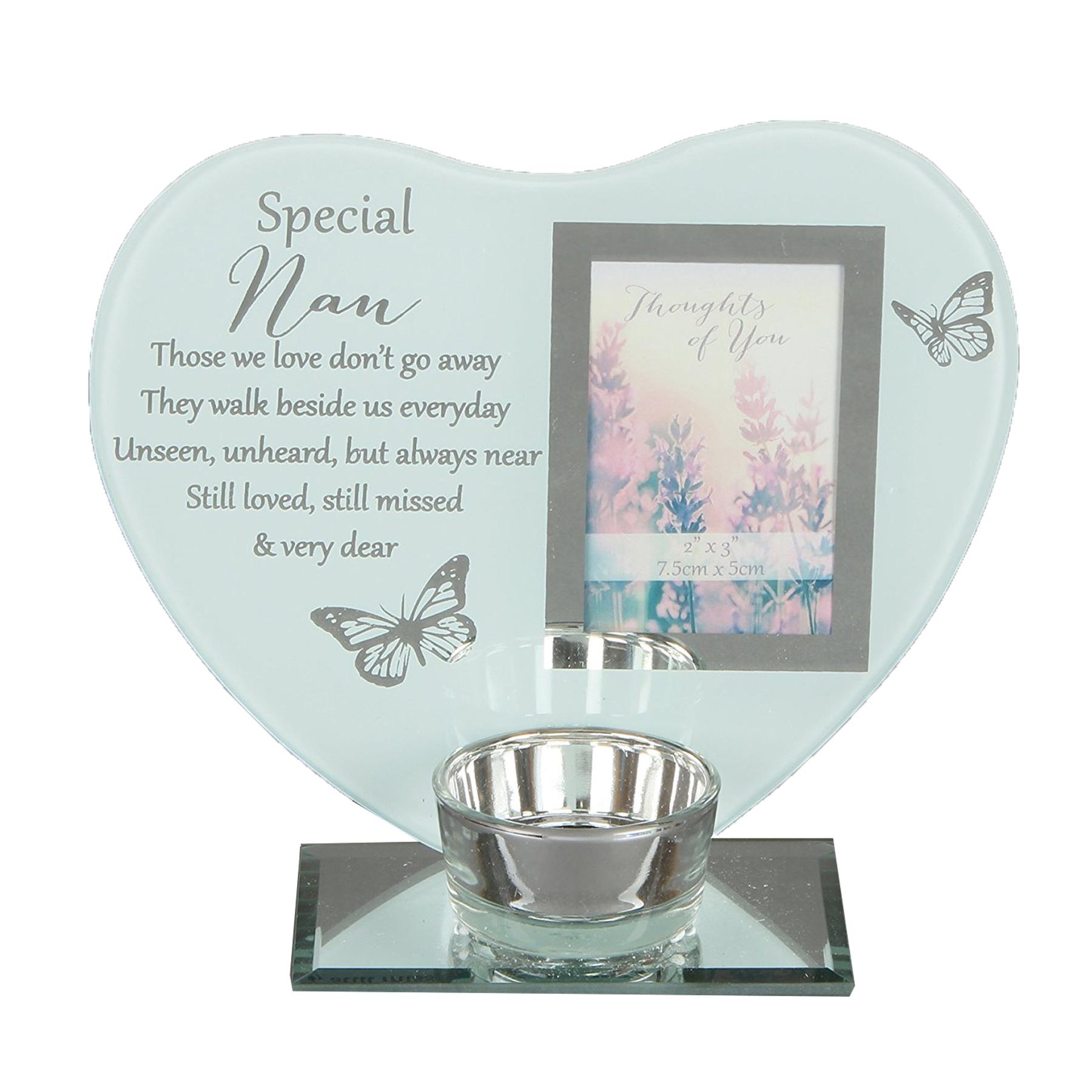 Glass Memorial Tea Light Candle Holder with Photo Frame - Choose Design - Picture 7 of 24