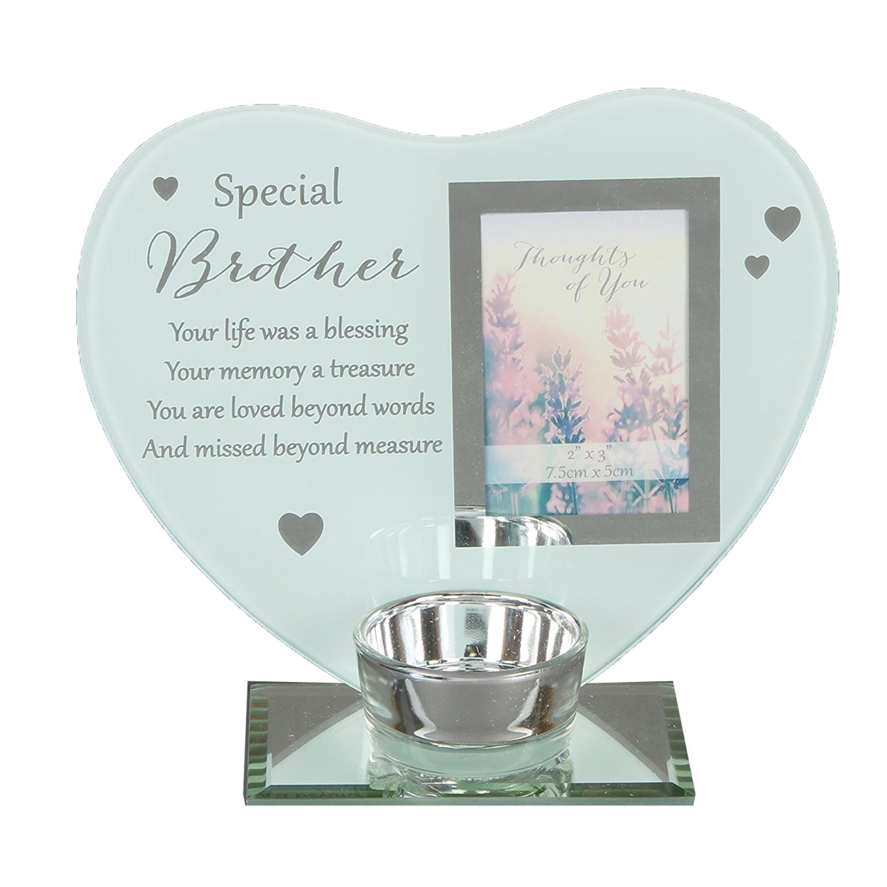 Glass Memorial Tea Light Candle Holder with Photo Frame - Choose Design - Picture 11 of 24
