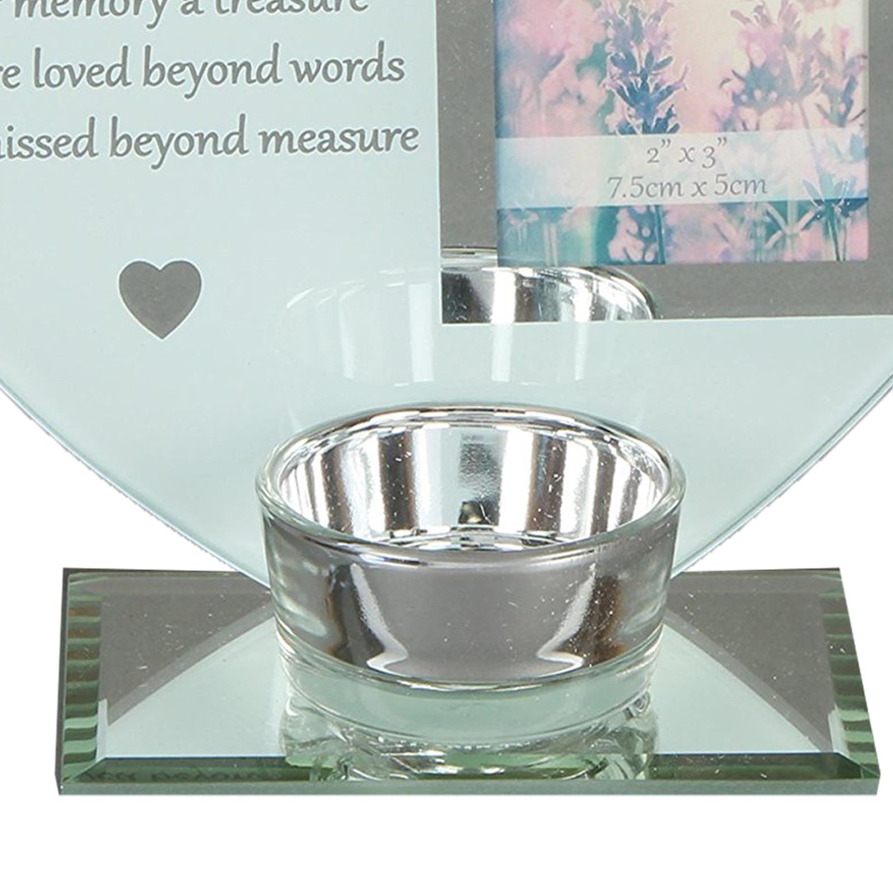 Glass Memorial Tea Light Candle Holder with Photo Frame - Choose Design - Picture 13 of 24