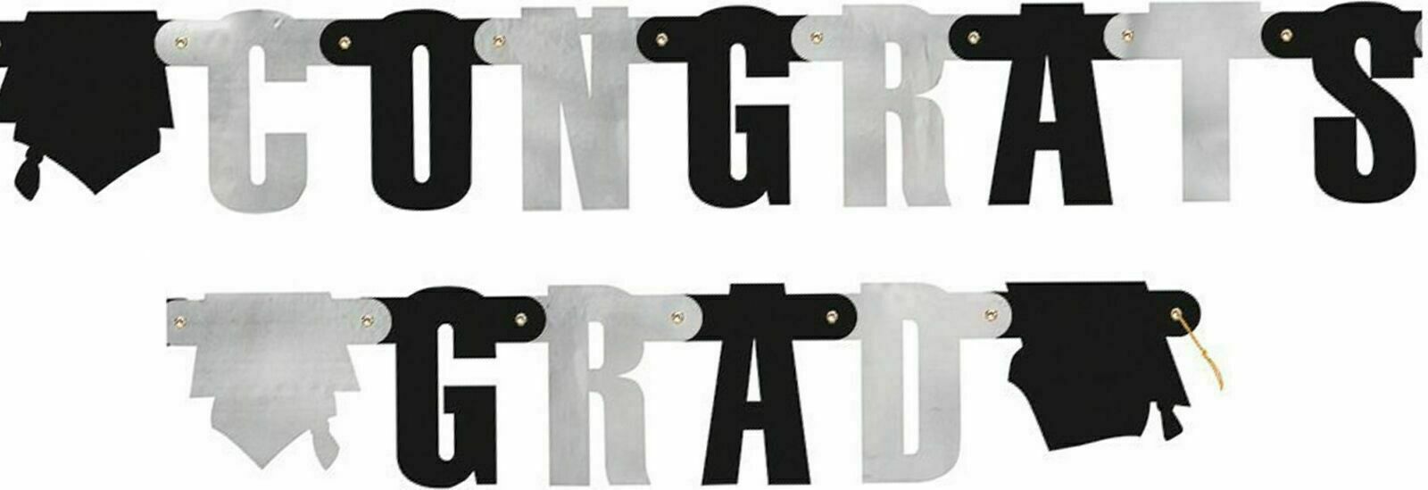 Graduation Banner, Bunting Black and Silver - Choose Design - Picture 4 of 8