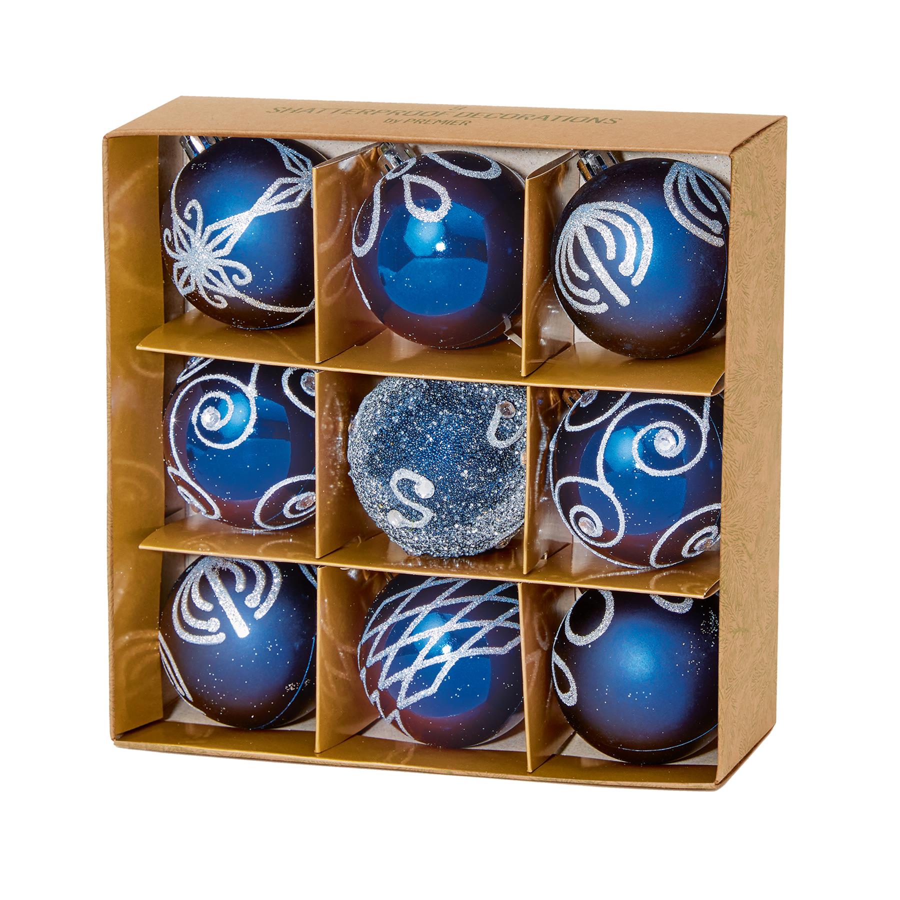 Christmas Shatterproof Tree Decorations Midnight Blue - Choose Design - Picture 10 of 16