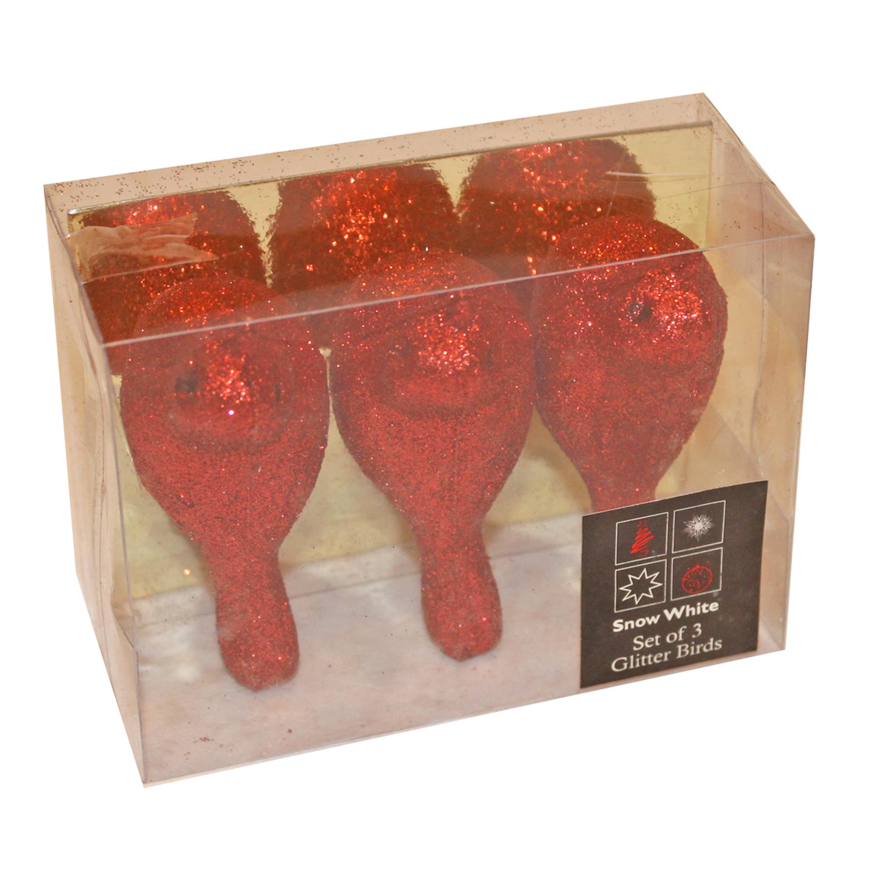 Christmas Decoration 3 Pack 8cm Clip on Glitter Birds - Picture 4 of 10