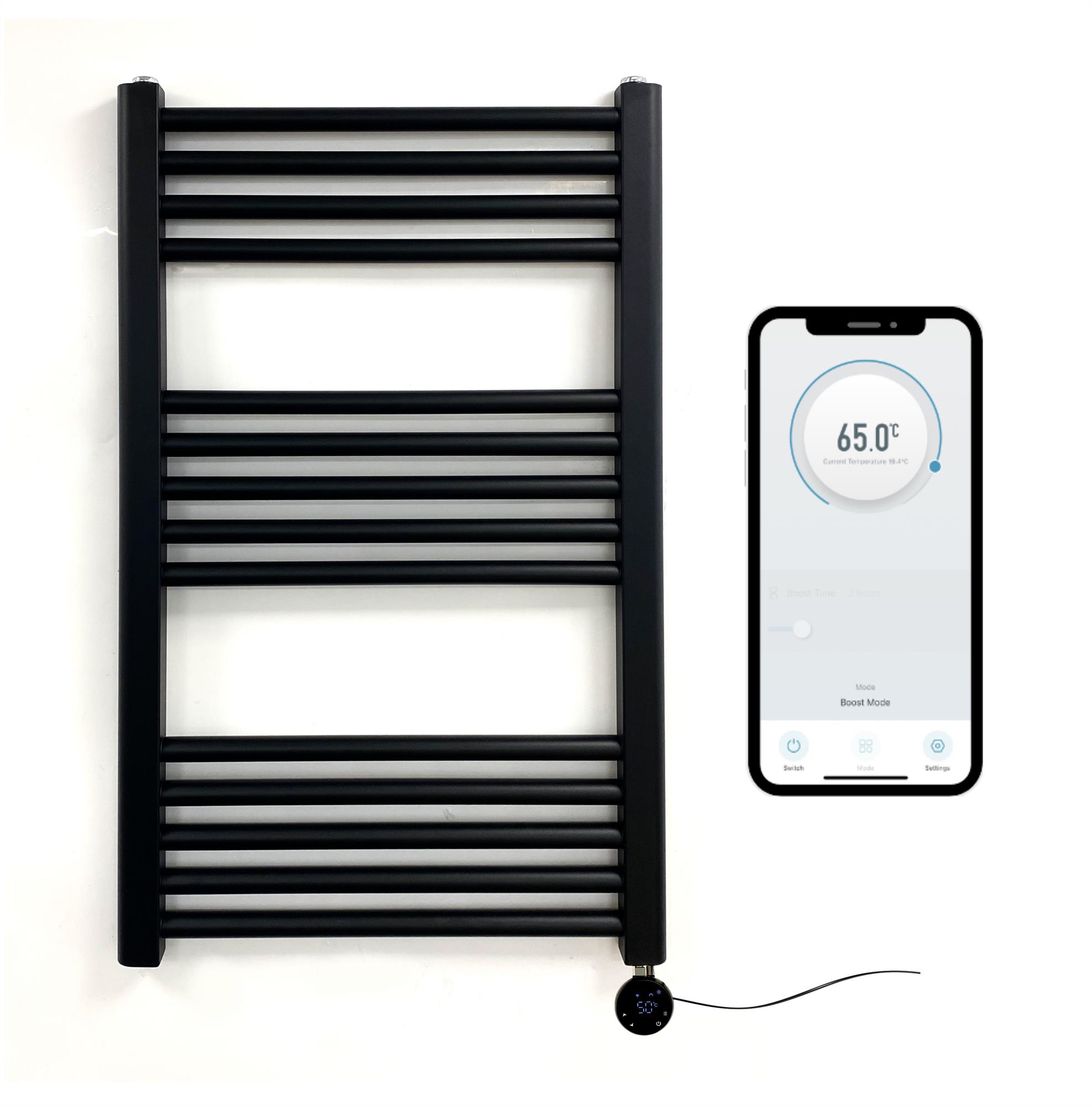 York Black Electric WiFi Controlled Heated Towel Rails 