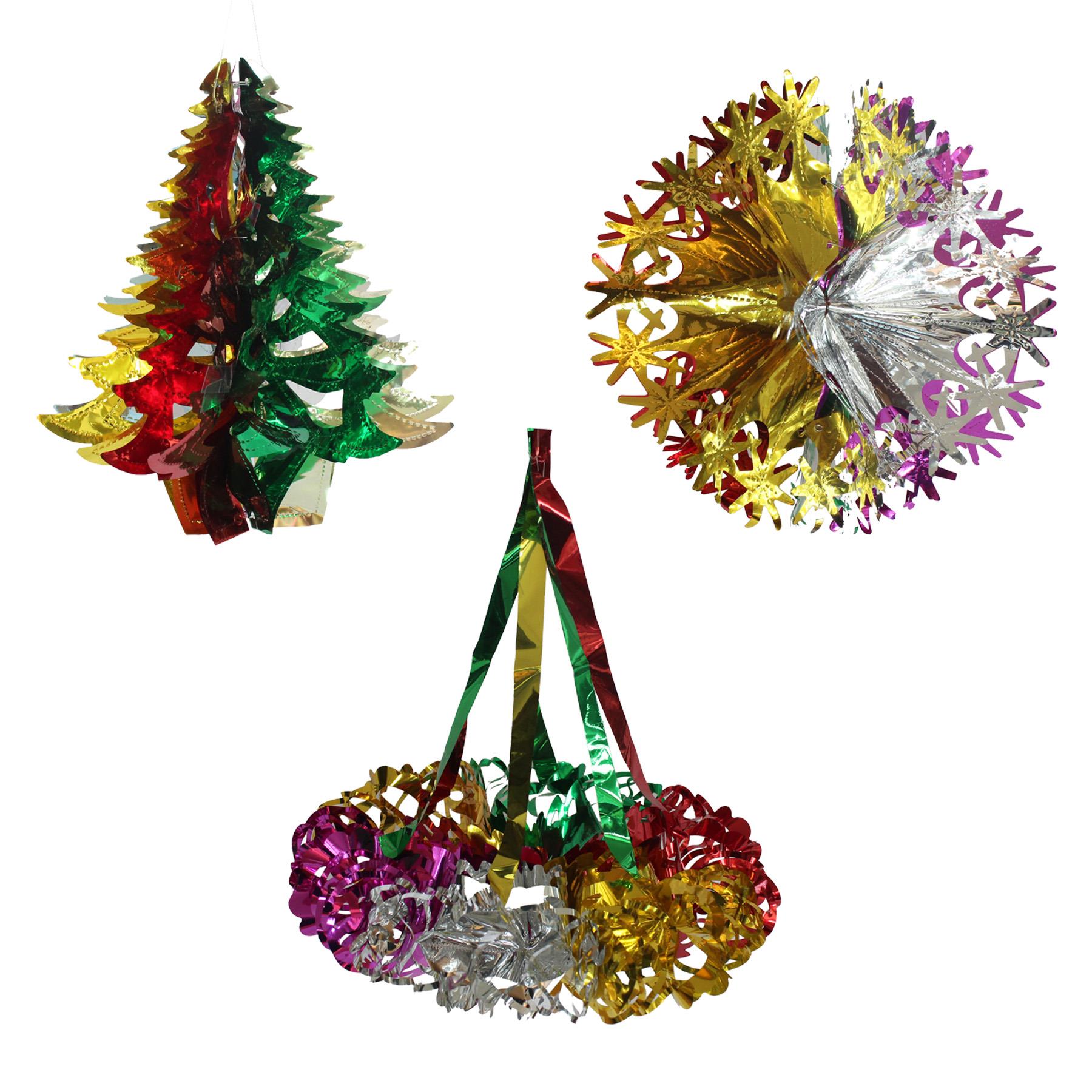 Christmas Foil Ceiling Decorations Multicolour - Choose Design - Picture 20 of 21