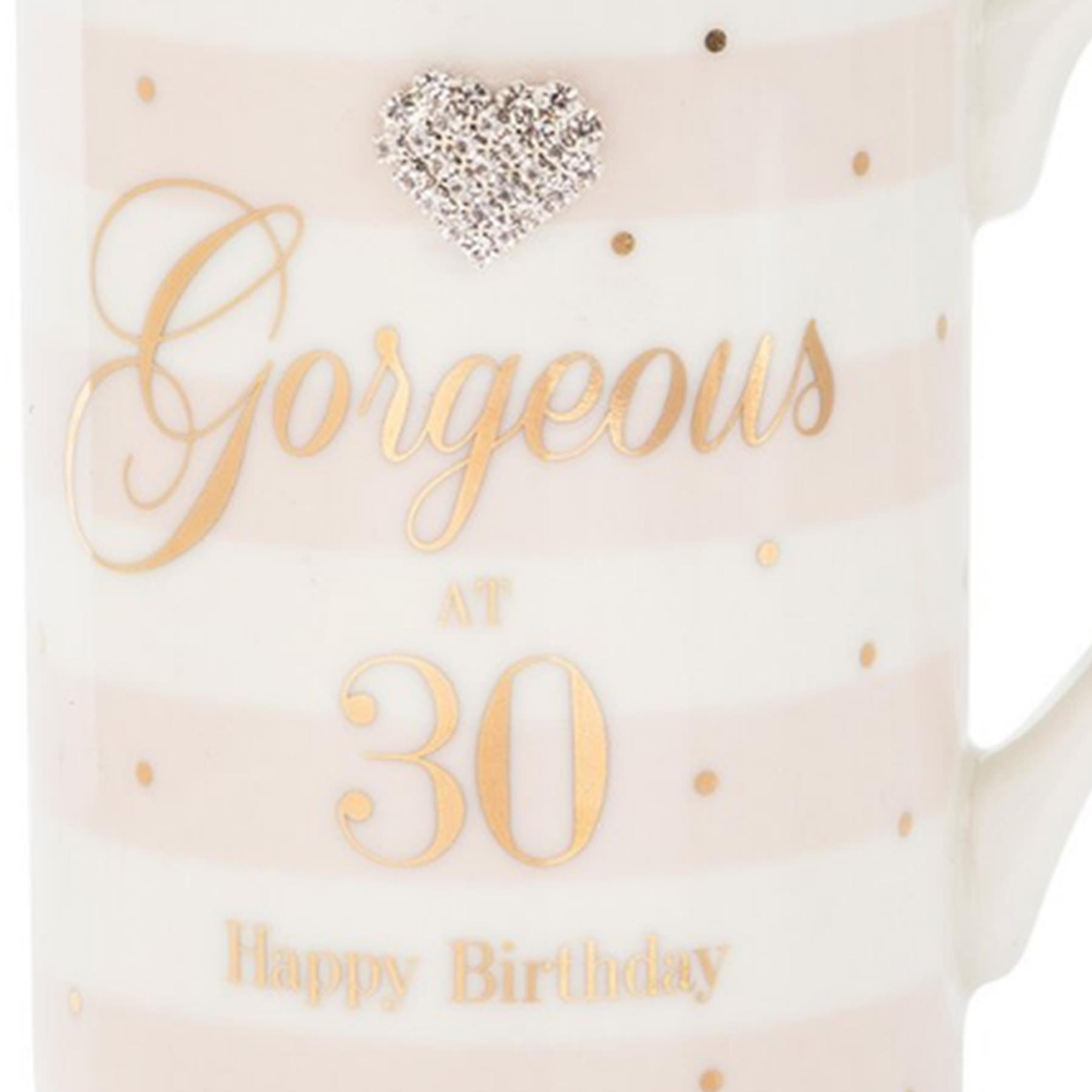 Mad Dots Boxed "Age" Check / Stripe Mug Cup with wording and diamante heart - Picture 6 of 15