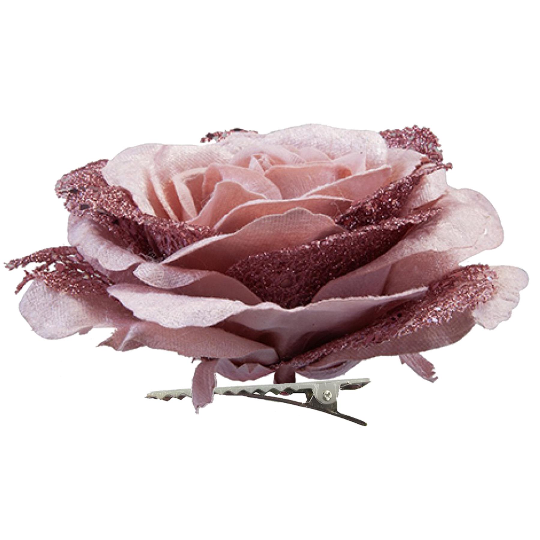Clip de decoración de árbol de Navidad en tela rosa flor - Elige color - Imagen 5 de 7