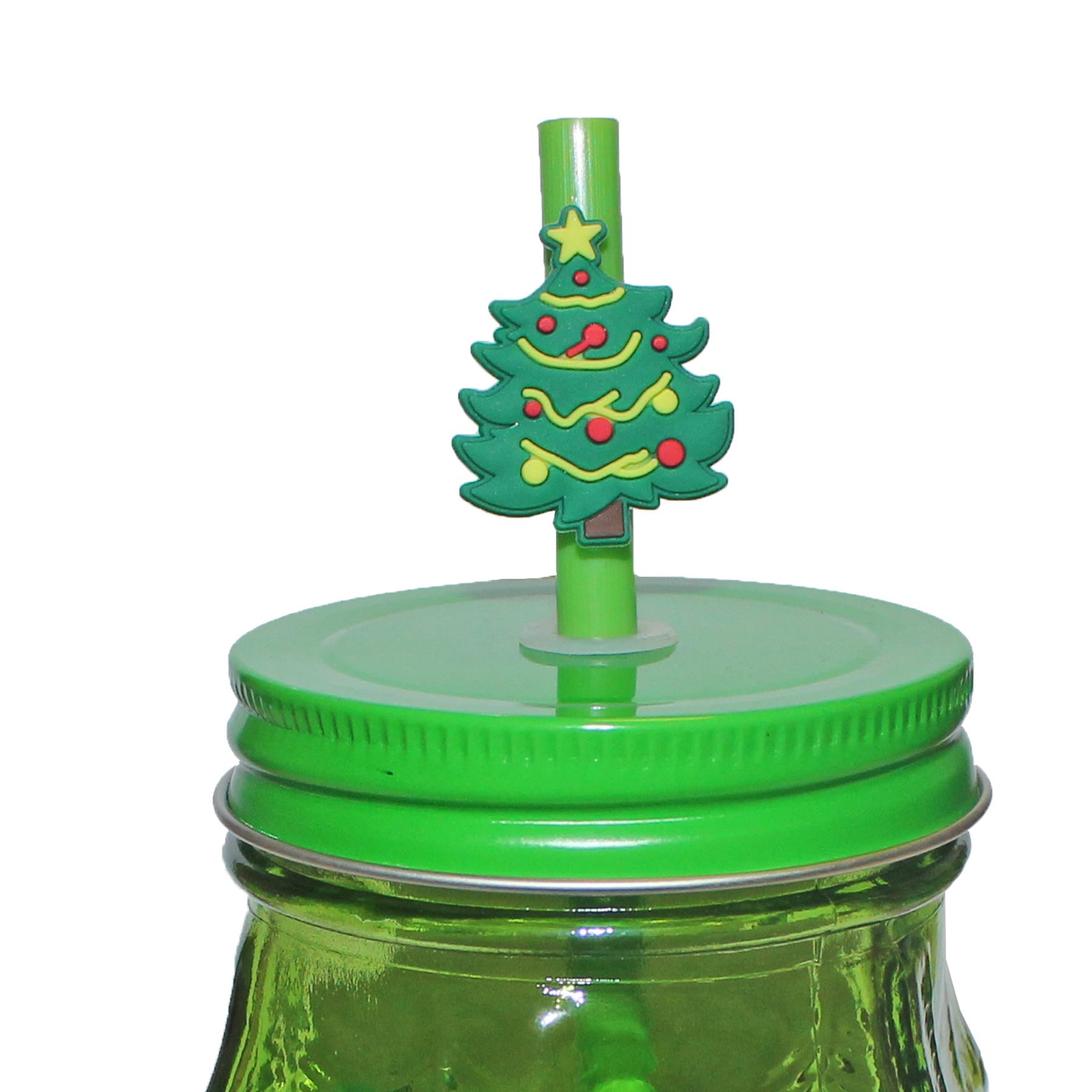 Weihnachten Glas Tasse mit Strohhalm Neuheit Form Design - Bild 3 von 7