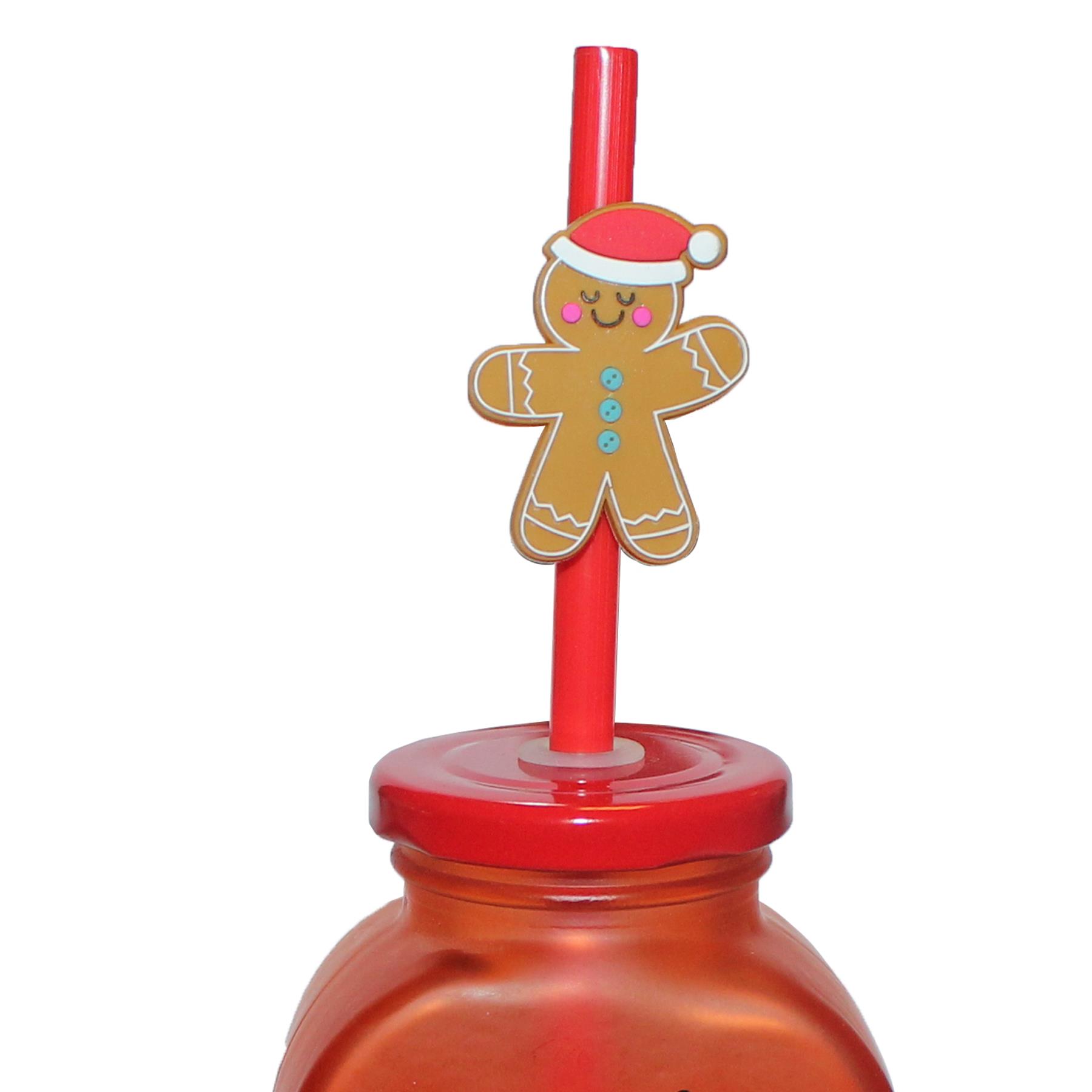 Weihnachten Glas Tasse mit Strohhalm Neuheit Form Design - Bild 6 von 7