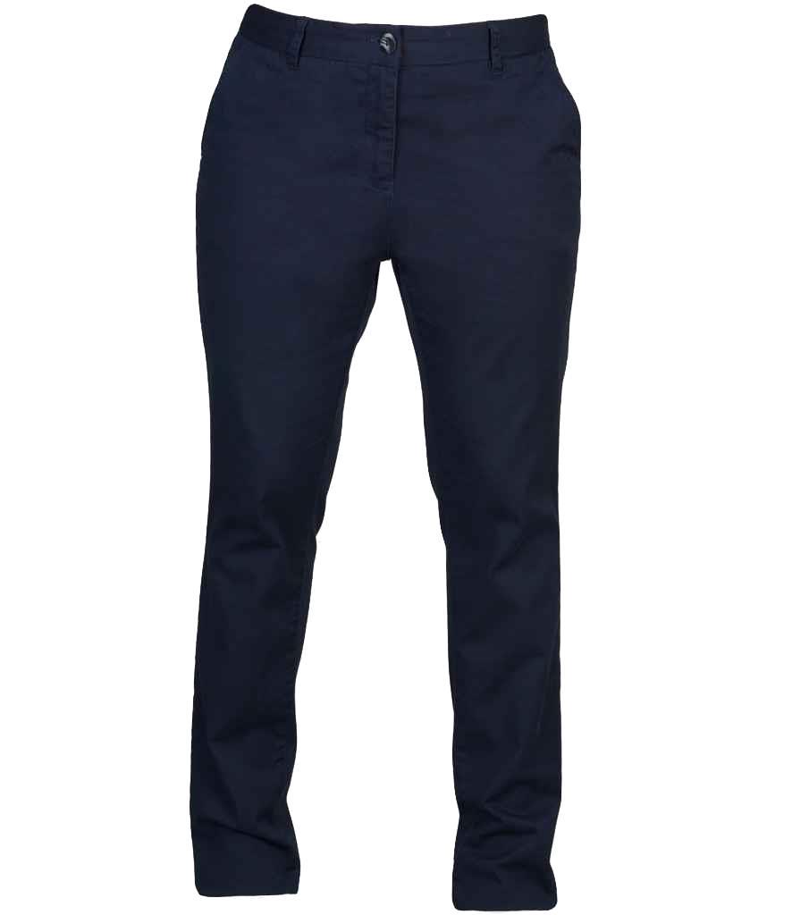 Front Row Ladies Womens Stretch Cotton Chinos BLUE BLACK or BEIGE Trousers - Picture 4 of 5
