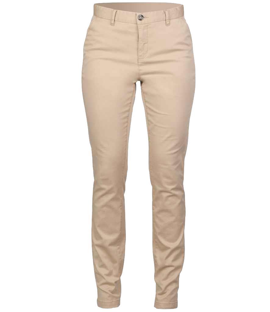 Front Row Ladies Womens Stretch Cotton Chinos BLUE BLACK or BEIGE Trousers - Picture 5 of 5