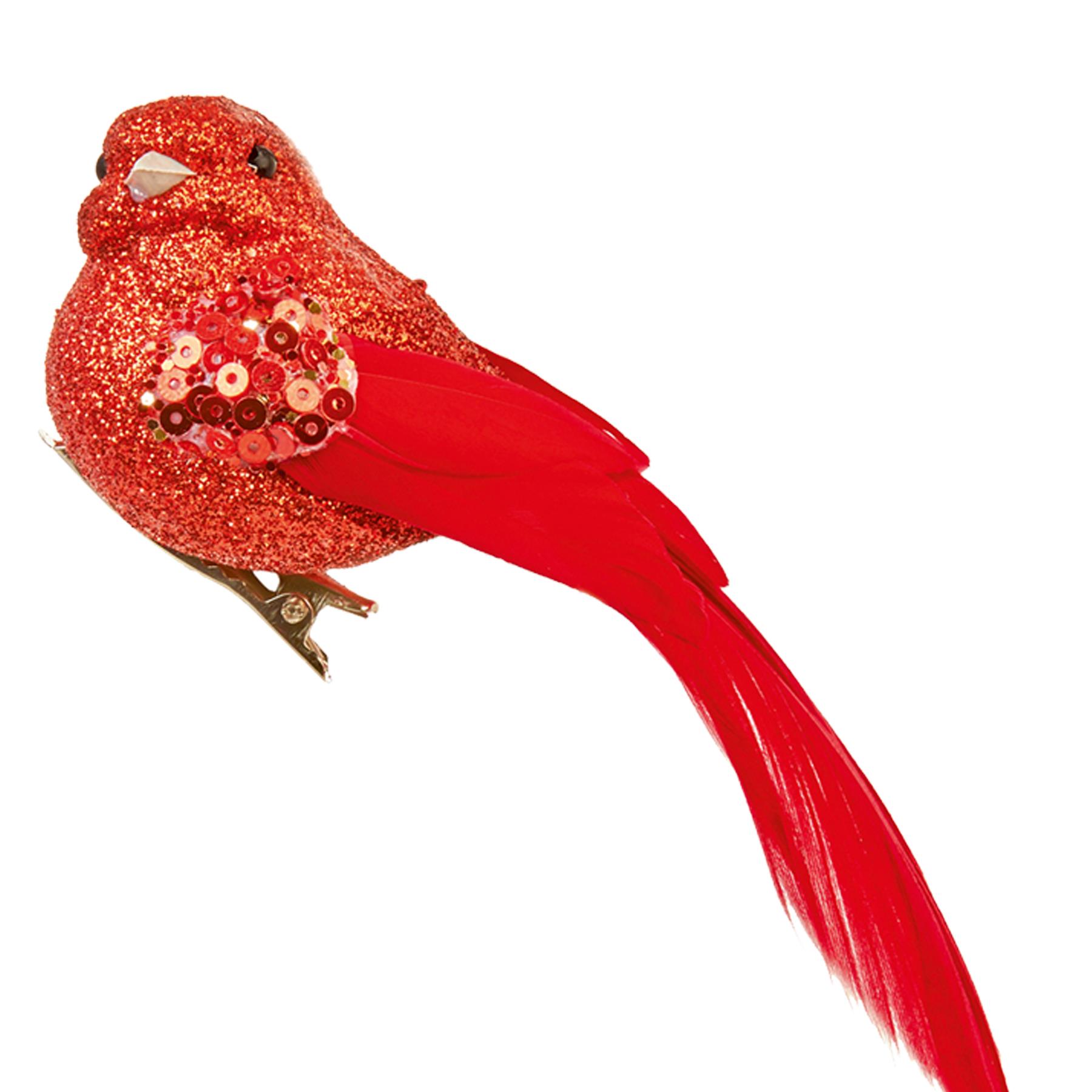 Décoration De Noël Allemande - Verre Doré Oiseau Clip Rouge Vert, Ornement Vintage