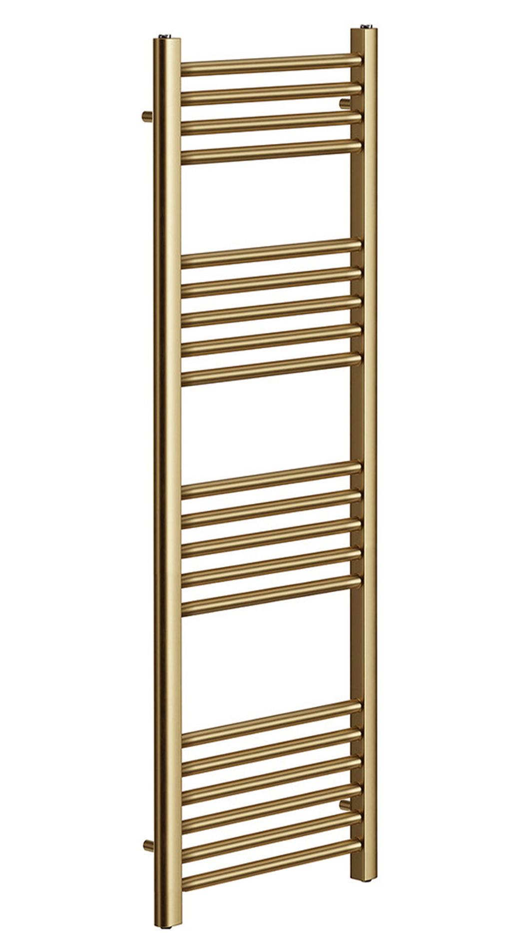 York Flat Brushed Brass Central Heating Towel Rails Bathroom Radiator - Picture 9 of 20