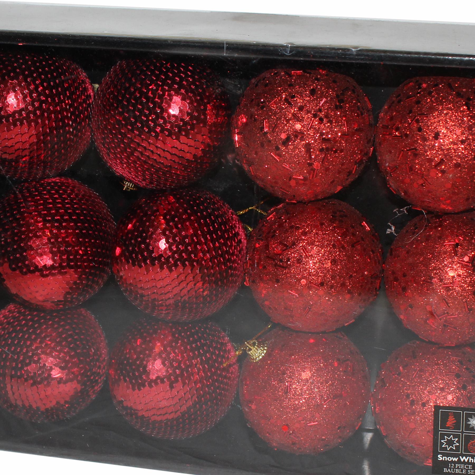 Weihnachtsdeko Kugeln Box mit 12 Perlen und Pailletten 80 mm - Farbe wählbar - Bild 3 von 9