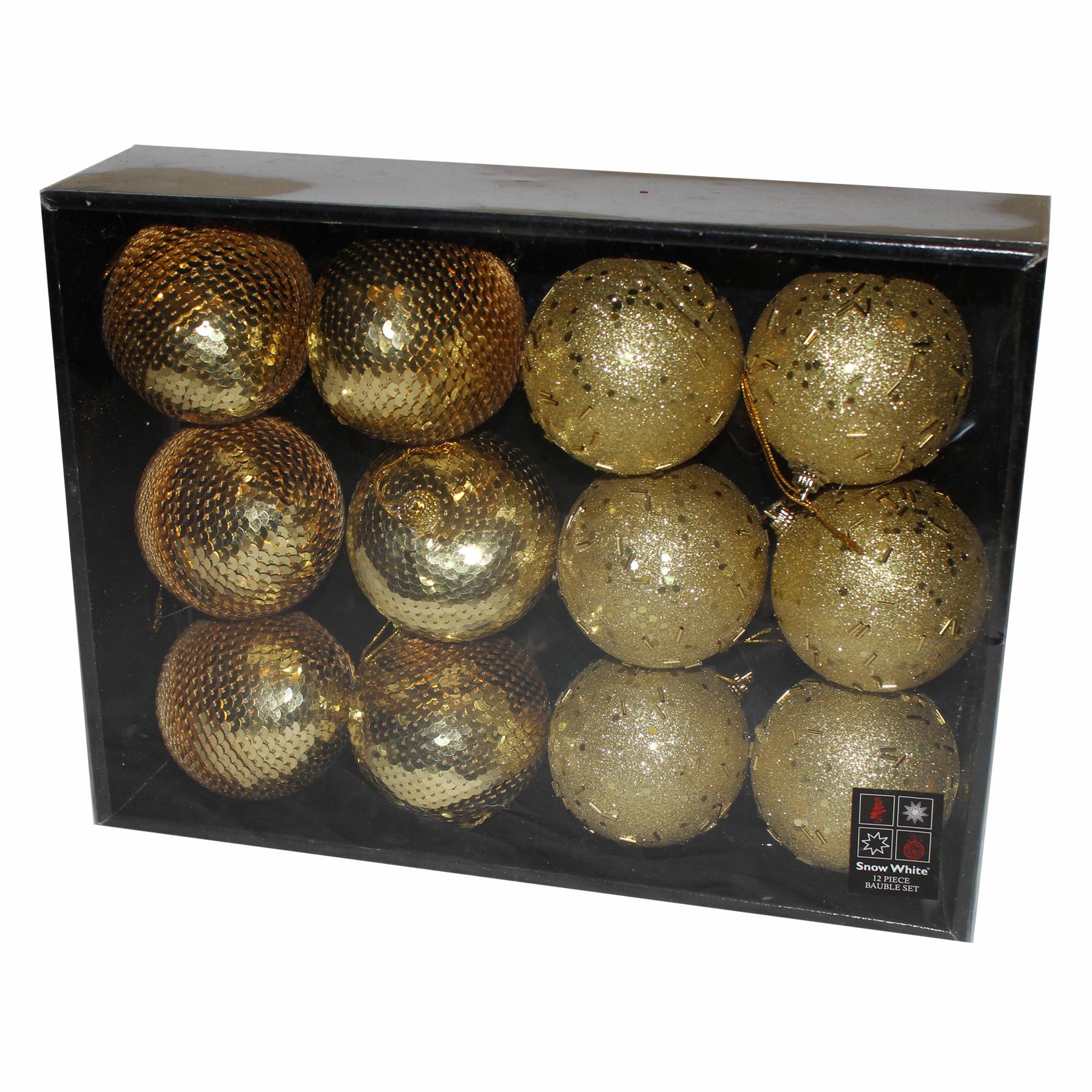 Weihnachtsdeko Kugeln Box mit 12 Perlen und Pailletten 80 mm - Farbe wählbar - Bild 4 von 9