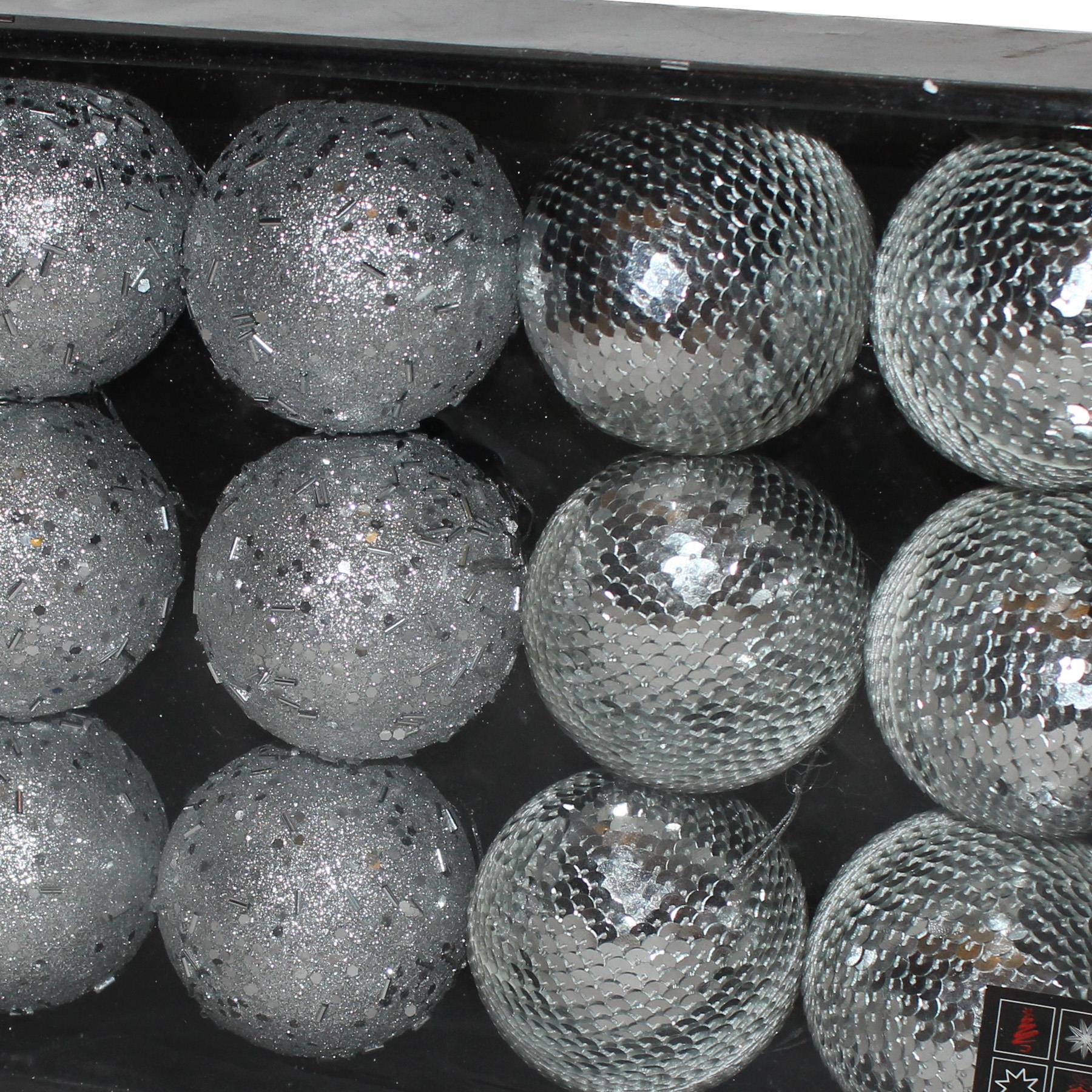 Weihnachtsdeko Kugeln Box mit 12 Perlen und Pailletten 80 mm - Farbe wählbar - Bild 7 von 9