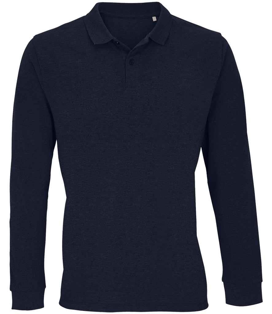 SOL'S Organic Cotton Pique Planet Long Sleeve Piqué Polo Shirt S-5XL - Picture 7 of 8