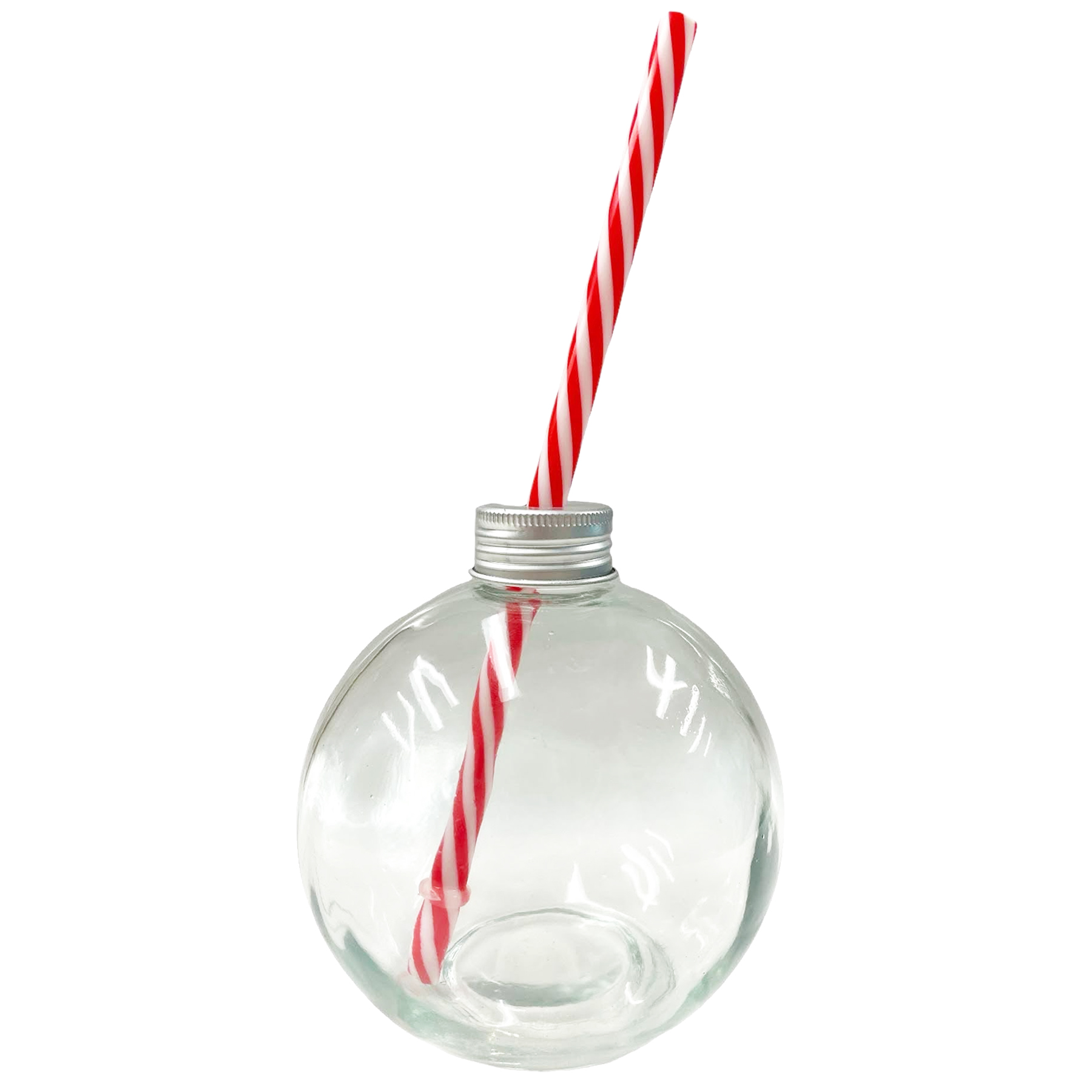 Set of 4 Christmas Glass Bauble Drinking Glass with Paper Straw - Picture 3 of 6