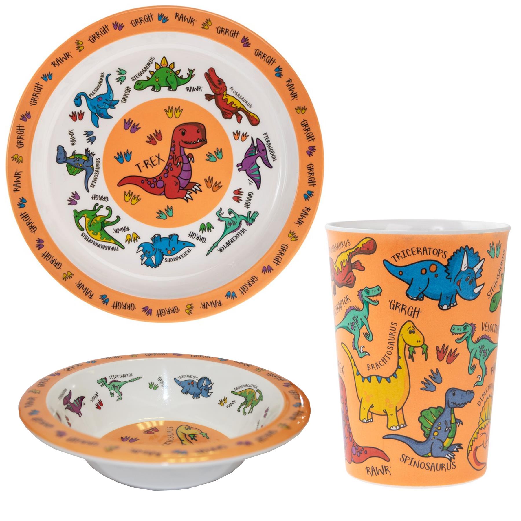 Dinosaurier Kinder Geschirr Ess Melamin Teller Schale Oder Tasse - Bild 5 von 5