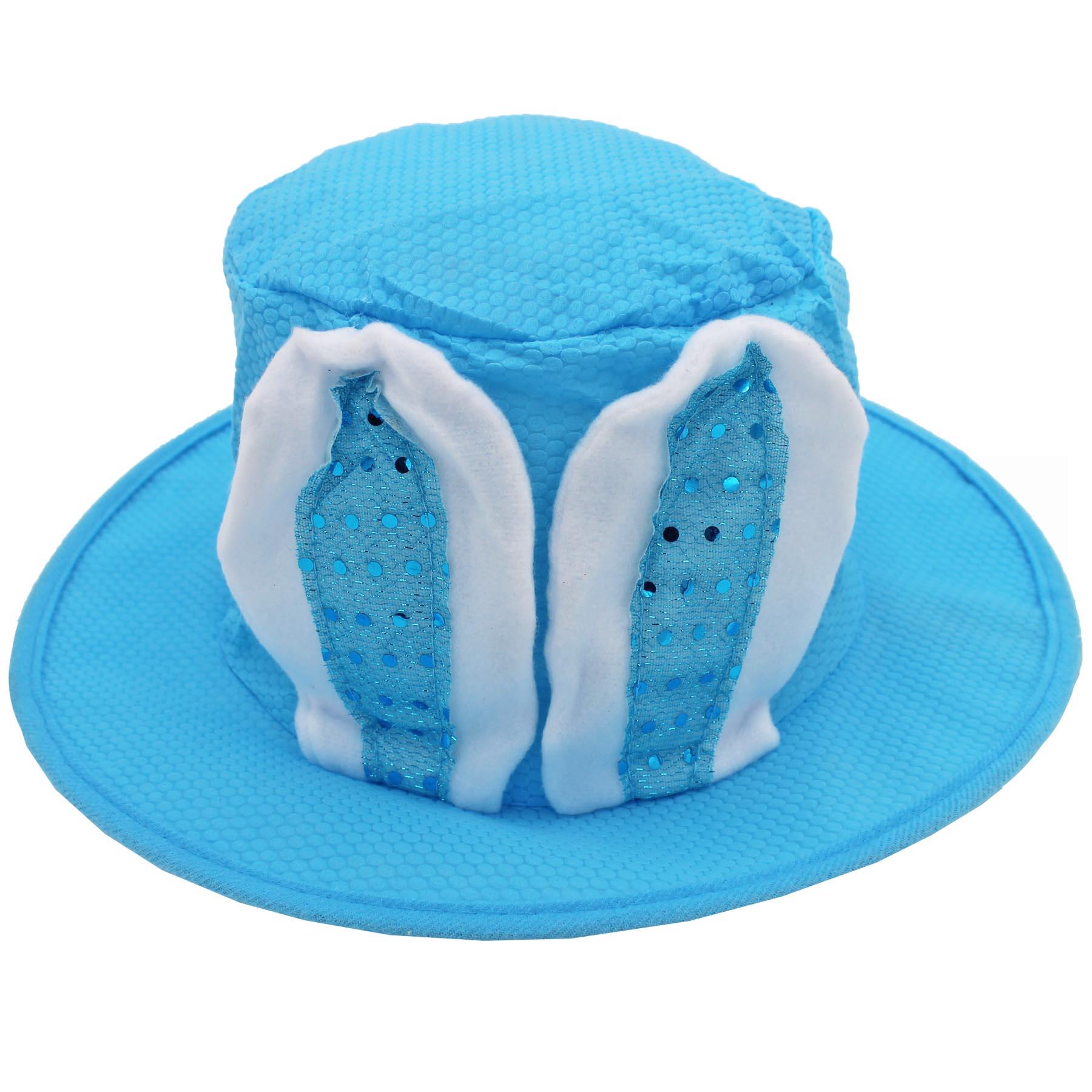 Easter Top Hat with Bunny Ears and Sequin Details Blue UK